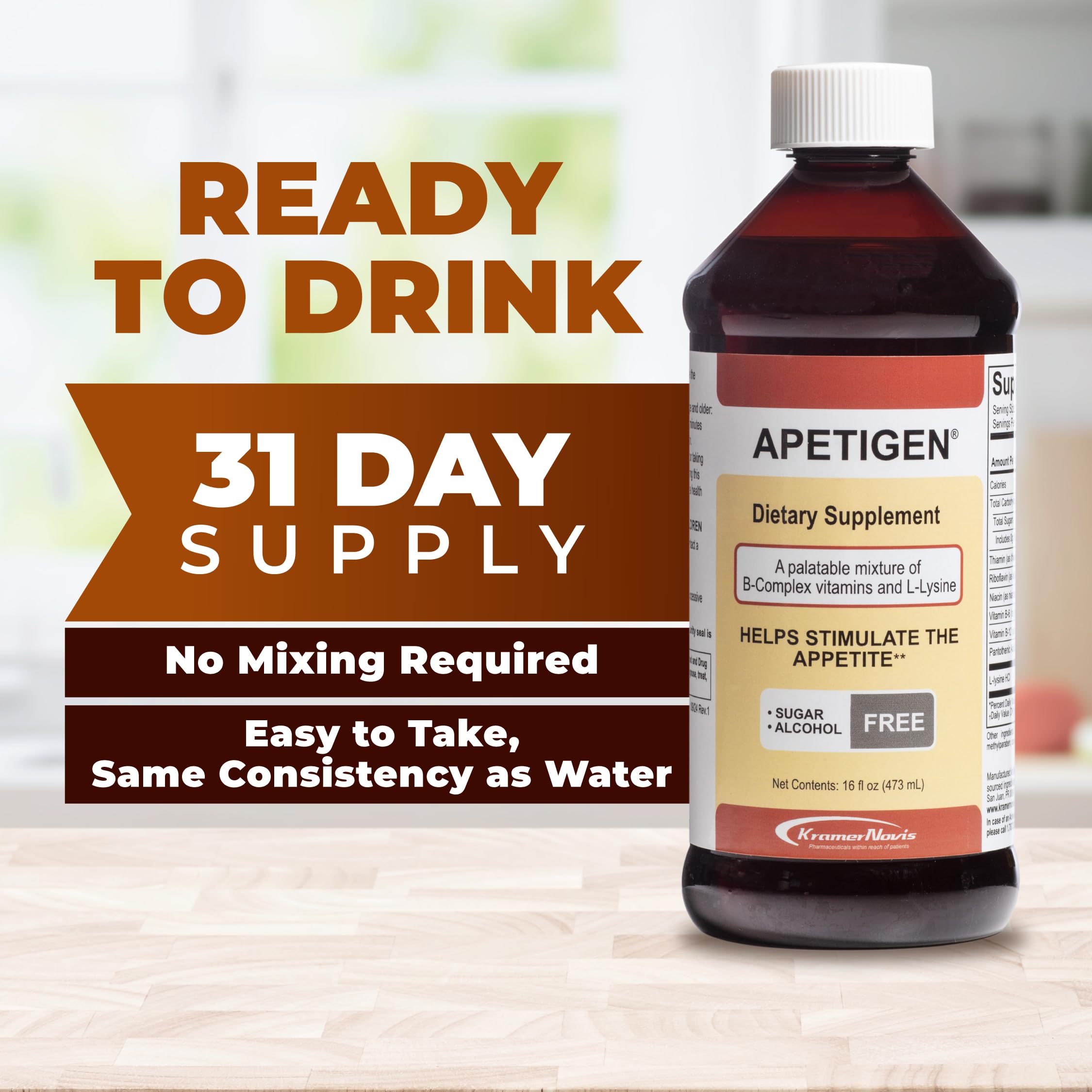 Apetigen Appetite Stimulant for Kids & Adults – Vitamin B-Complex with L-Lysine Liquid – Sugar Free Weight Gain Supplement for Picky Eaters – Caramel Flavor, 16oz Apetigen uk supplements