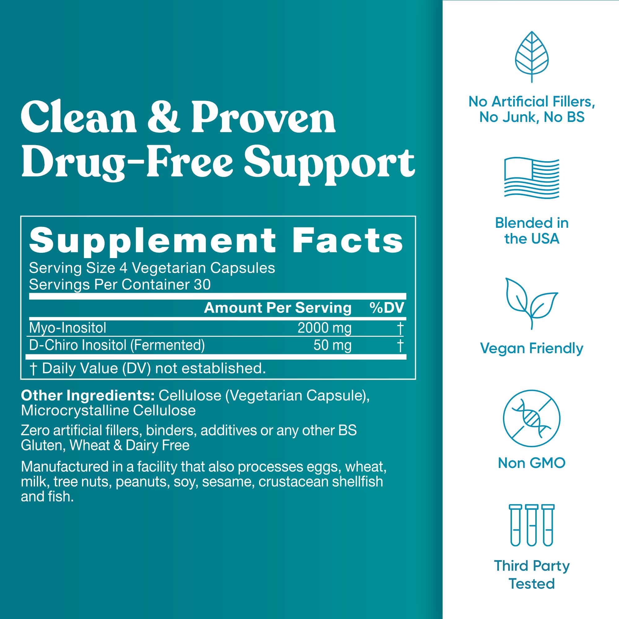 Regulate Cycle Support – Hormone Balance for Women at Optimal 40:1 Myo-Inositol 2000 mg & D-Chiro Inositol 50 mg – Supplement for Period Consistency, Menstrual & Ovulation Support – 120 Vegan Capsules Eu Natural uk supplements
