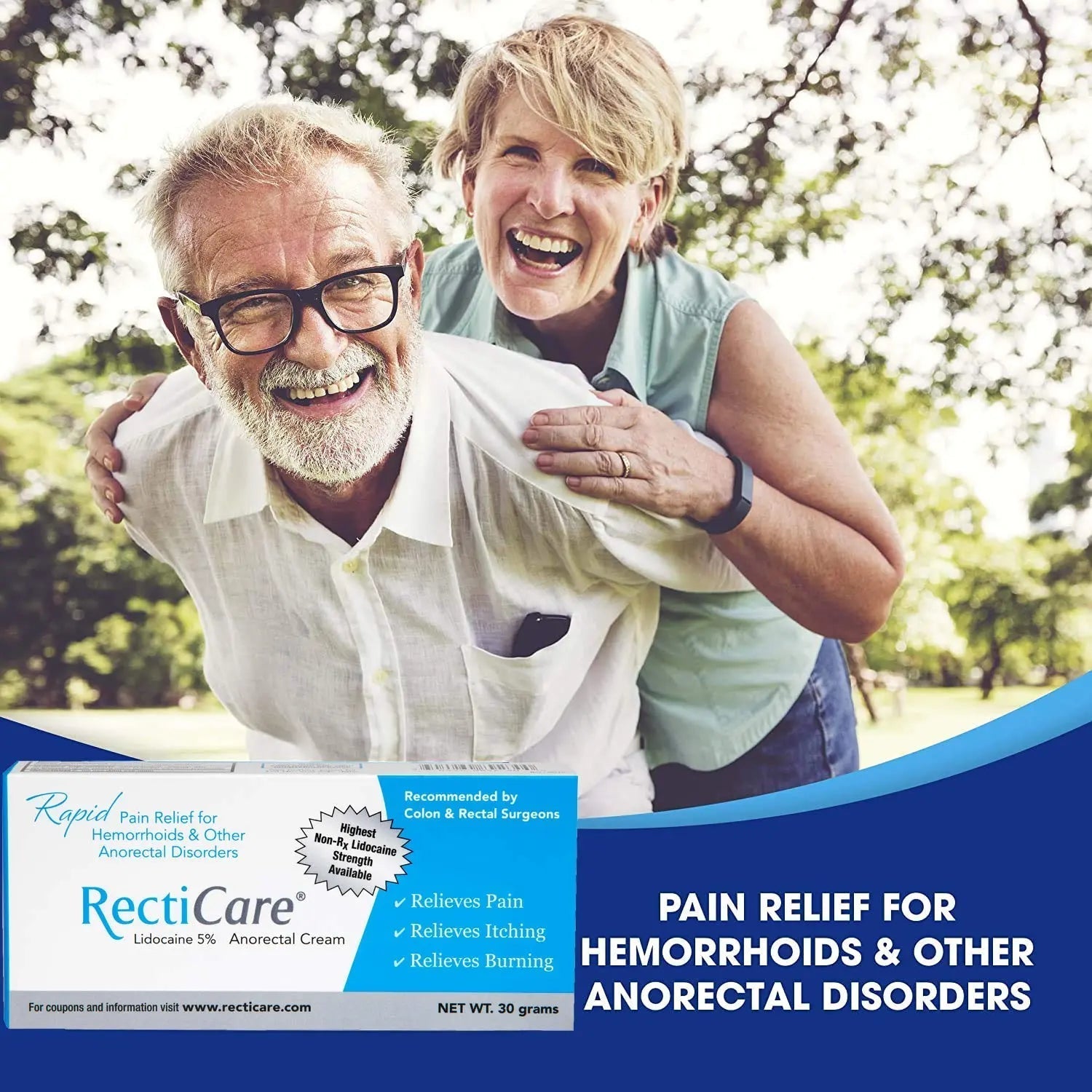 Recticare Anorectal Lidocaine 5% Cream: Topical Numbing Cream for Treatment of Hemorrhoids & Other Anorectal Disorders - 30g Tube Recticare uk supplements