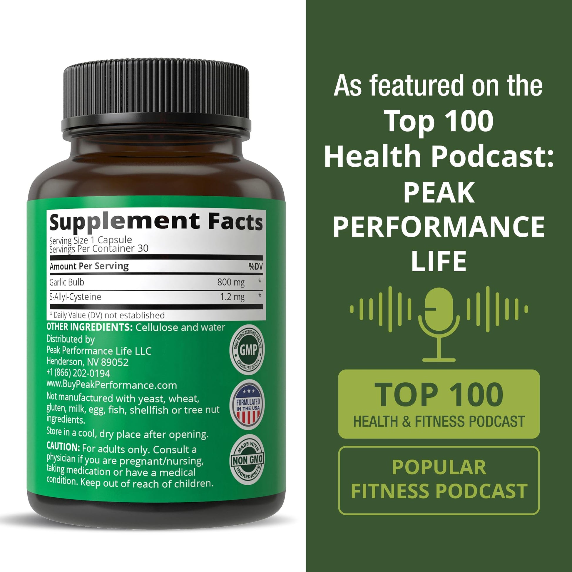 Peak Performance Aged Black Garlic Capsules. Raw Vegan Pure Odorless Extract Supplement Pills for Cholesterol, and Immune Support. from Garlic Bulb with S-Allyl Cysteine and Antioxidants Peak Performance uk supplements