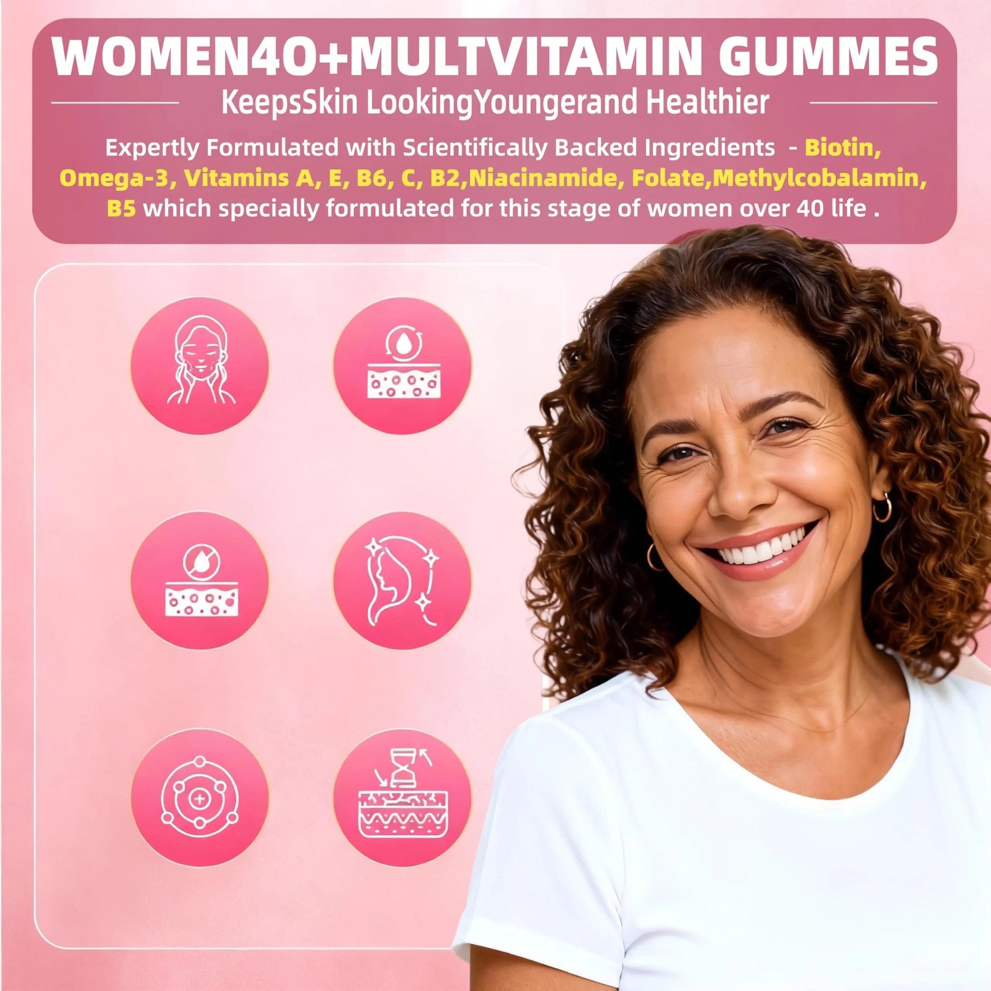 Multivitamin for Women Gummies for 40+ with Omega-3, Niacinamide, B-Complex, Lutein, Iron, Choline, Phosphatidylserine, Vitamin D3 Lerinettia uk supplements