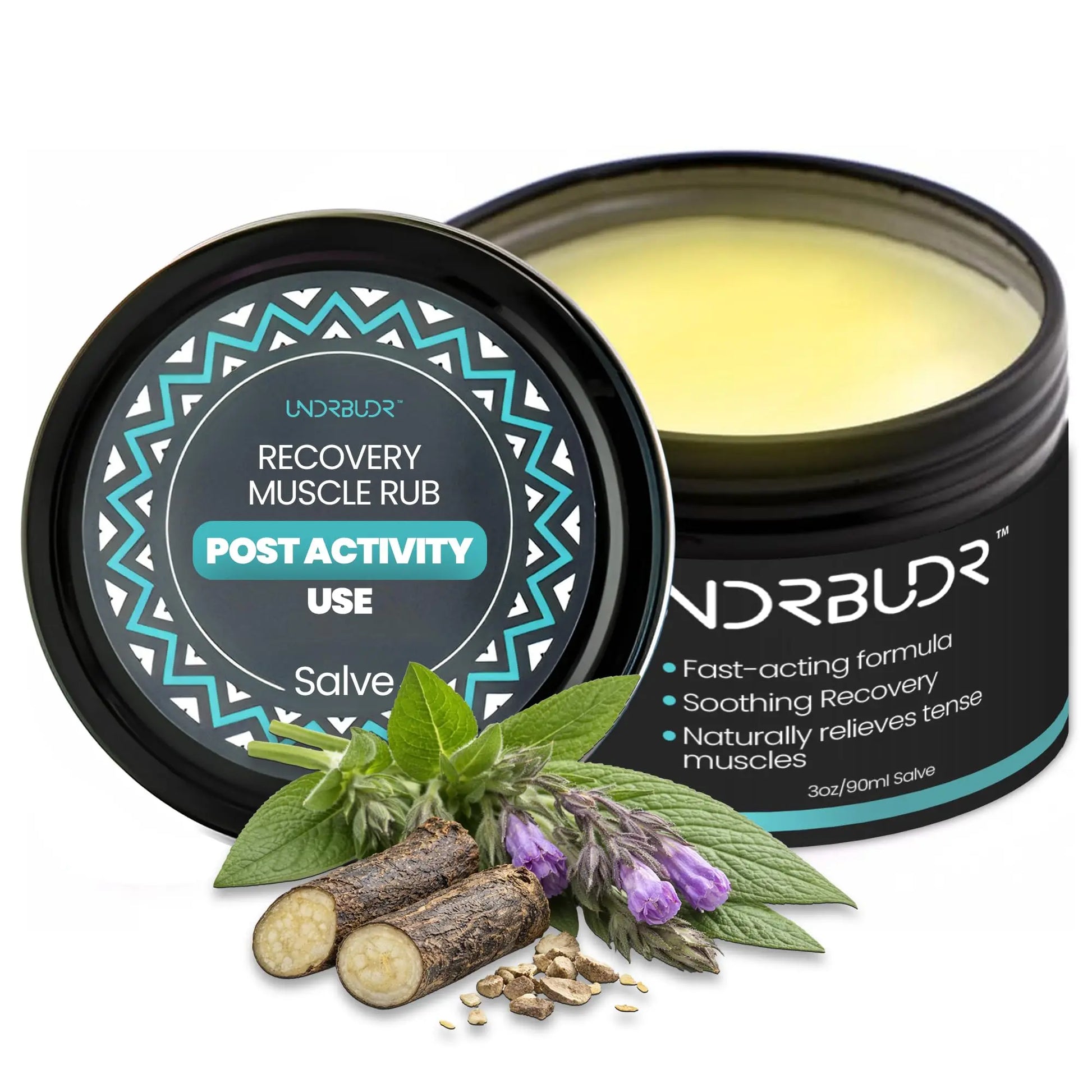 UNDRBUDR Post-Activity Recovery Muscle Rub Salve with Arnica, Comfrey & Essential Oils- Balm for Muscle Soreness, Joint Discomfort & Post-Workout Recovery, Natural Formula for Active Lifestyles (3 oz) UNDRBUDR uk supplements