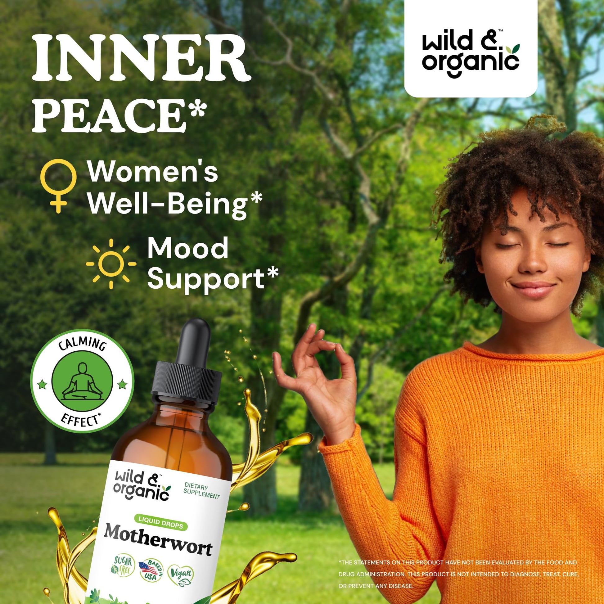 Wild & Organic Motherwort Tincture - Good Mood, Calmness, Overall Support - Supplements for Women with Motherwort Herb - Vegan, Sugar & Alcohol-Free Extract Drops - 4 fl oz Wild & Organic uk supplements