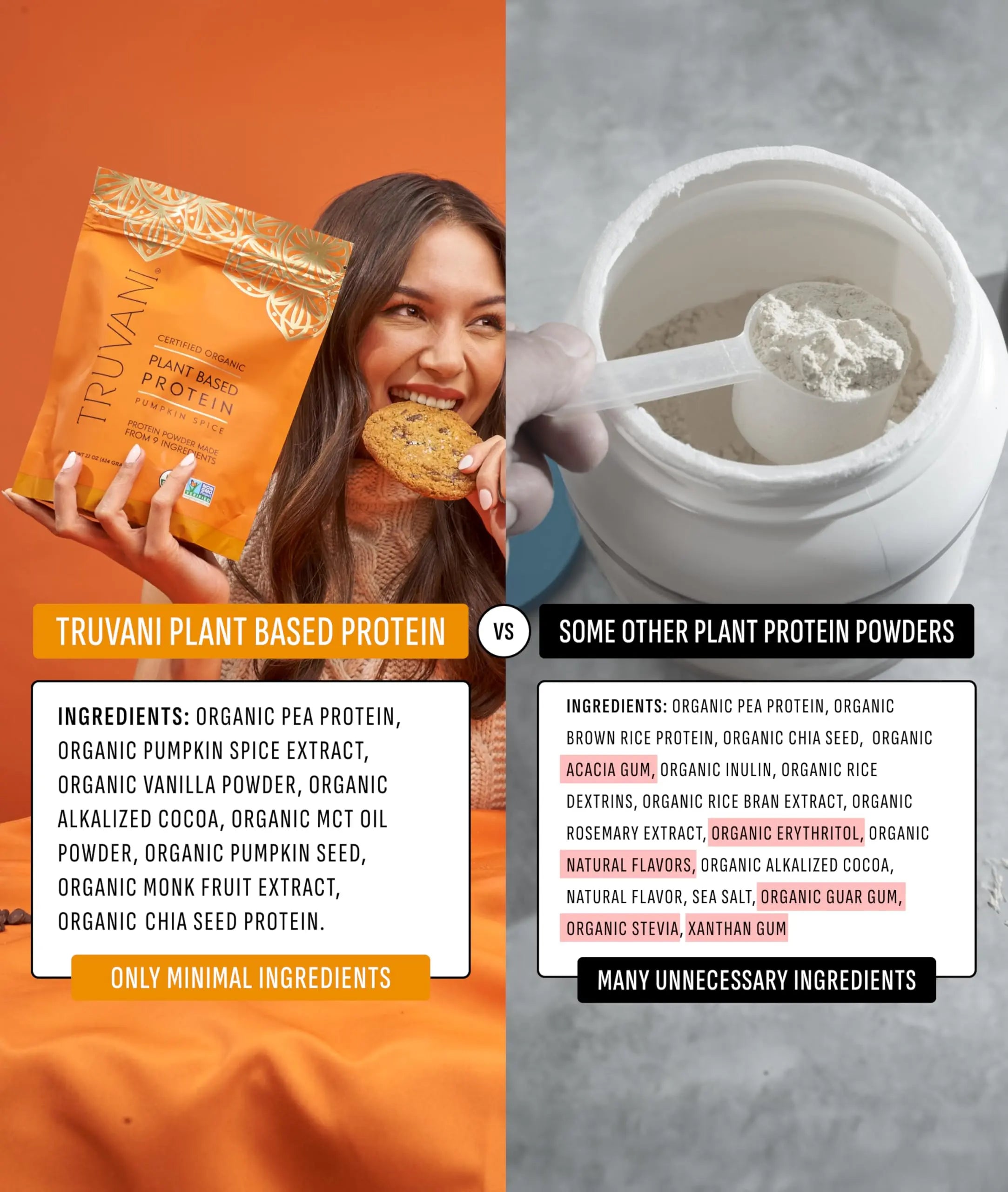 Truvani Vegan Pea Protein Powder | Pumpkin Spice | 20g Organic Plant Based Protein | 20 Servings | Keto | Gluten & Dairy Free Truvani uk supplements