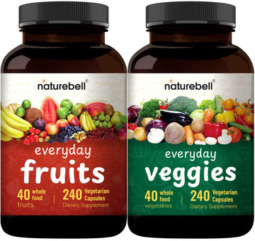 Fruit and Veggies Supplement – 480 Total Vegetarian Capsules | Balance of Natural 40 Whole Fruits & Veggies Blend | Fresh Superfood Formula with Vitamins and Minerals – Non-GMO NatureBell uk supplements
