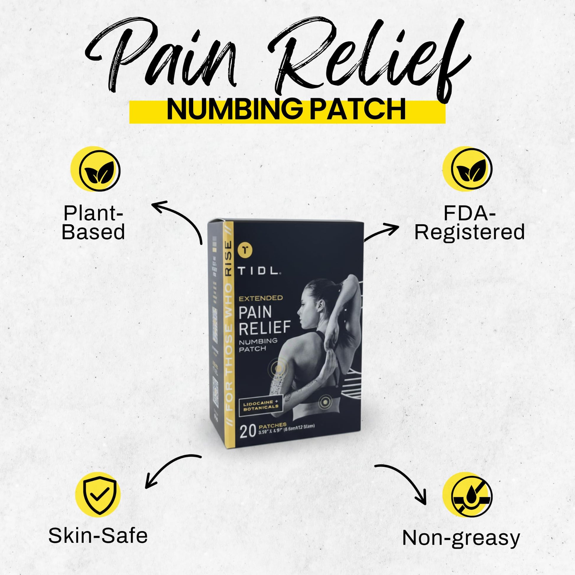 TIDL Recovery Patches, 20 Count, Maximum Strength for Targeted Back Pain, Joint & Muscle Pain Relief, Immediate Numbing & Soothing, Non-Stick Adhesive for Easy Application & Removal TIDL uk supplements