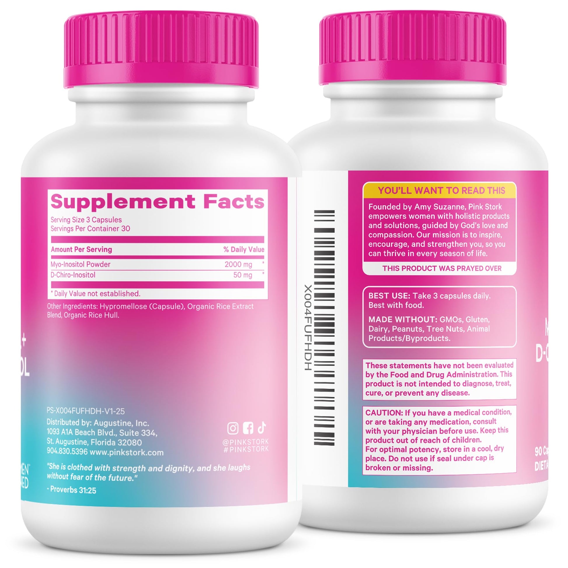 Pink Stork Myo-Inositol & D-Chiro Inositol Supplement - Hormonal Balance for Women - Ovarian Support - 40:1 Ratio - Fertility Supplements for Women - 180 Capsules, 2 Month Supply Pink Stork uk supplements