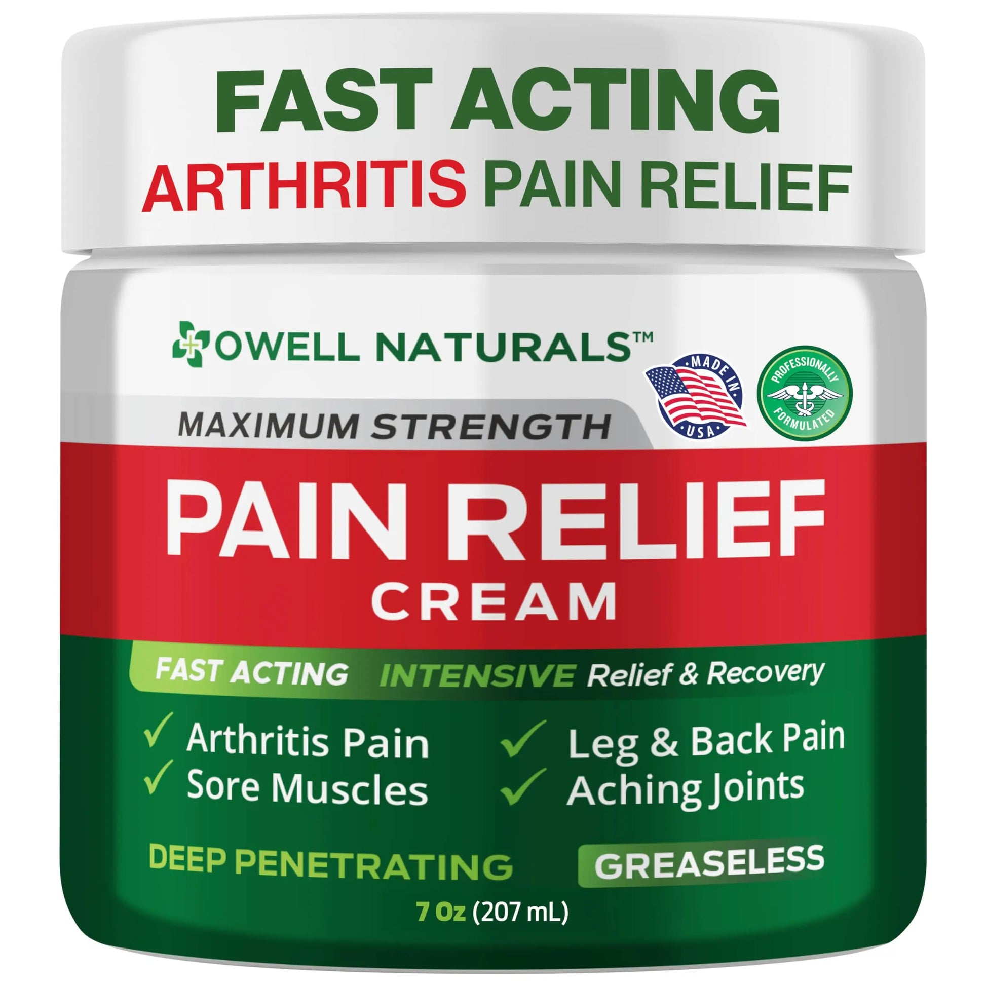 Owell Naturals Deep Penetrating Pain Relief Cream, Maximum Strength Formula for Joints & Muscles, Lower Back, Knees, Hands, Legs, Ankle – Fast Acting Comfort, 7 oz Owell Naturals uk supplements