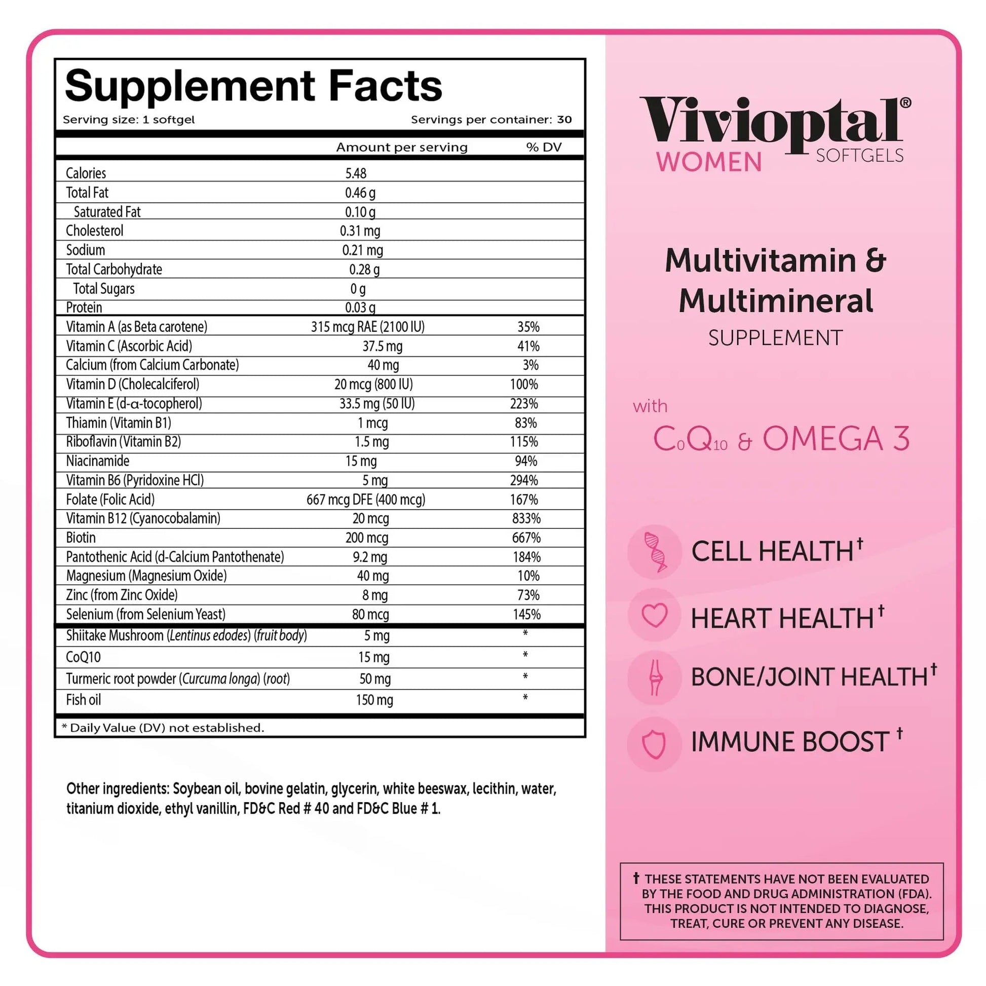 Vivioptal Women, 30 Capsules, CoQ10 & Omega-3, Multivitamin & Multimineral, Gluten Free, German Formula Vivioptal Vitamins uk supplements