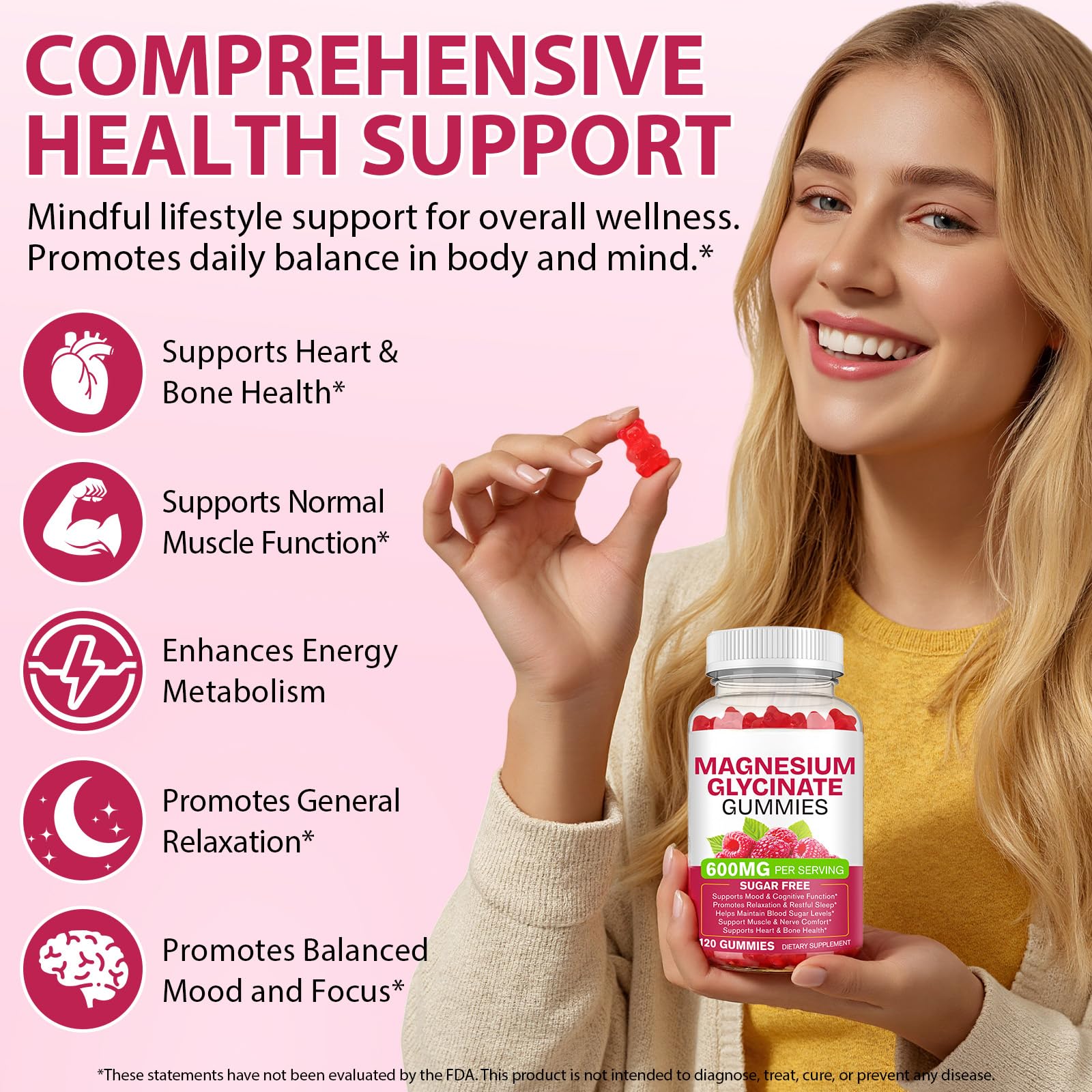 Magnesium Glycinate Gummies 600mg 120 Count - Sugar Free Magnesium Supplement - Supports for Sleep, Memory, Mood, Muscle, Relaxation, Heart & Bone Health BOIUOITI uk supplements