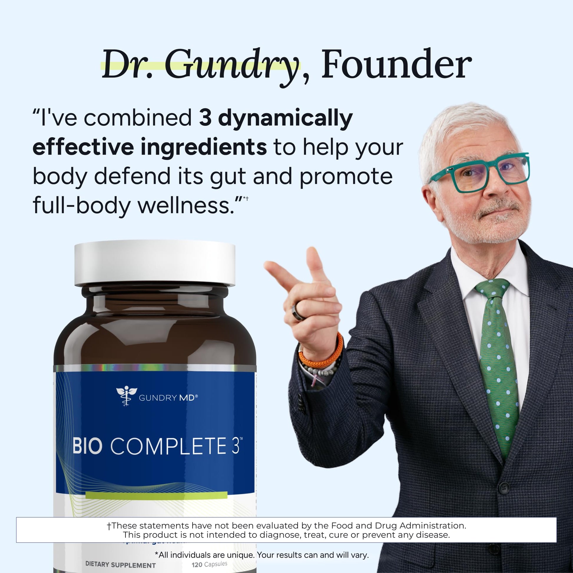 Gundry MD® Bio Complete 3, 3-in-1 Probiotics for Gut Health, Probiotic Supplements for Digestion, Supplement Supporting Bloating, Gas, Food Cravings, Energy Levels, Skin, and Focus, 30 Day Supply Gundry MD uk supplements