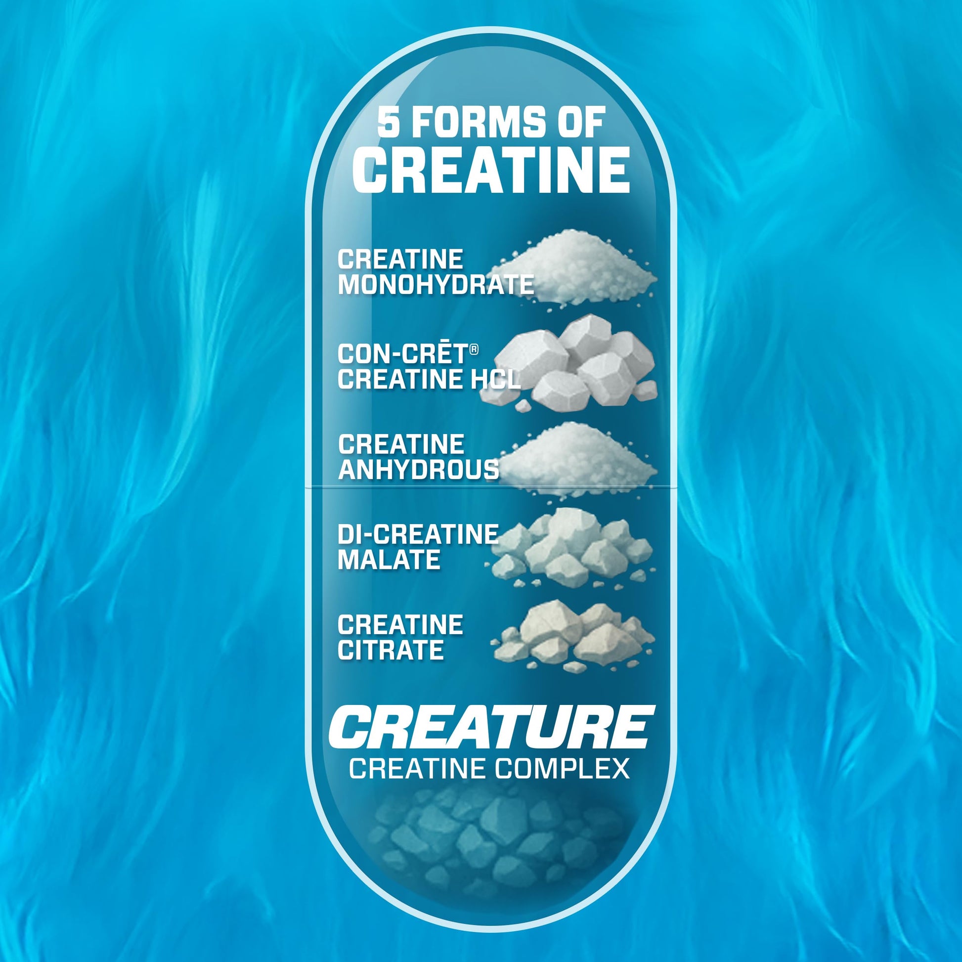 CREATURE® Creatine Complex - Creatine Monohydrate Capsules with 5 Types of Creatine Including Con-Crēt® Creatine HCL, Promotes Muscle, Strength, Endurance, Brain Health, 180 Veggie Caps, 60 Servings CREATURE uk supplements