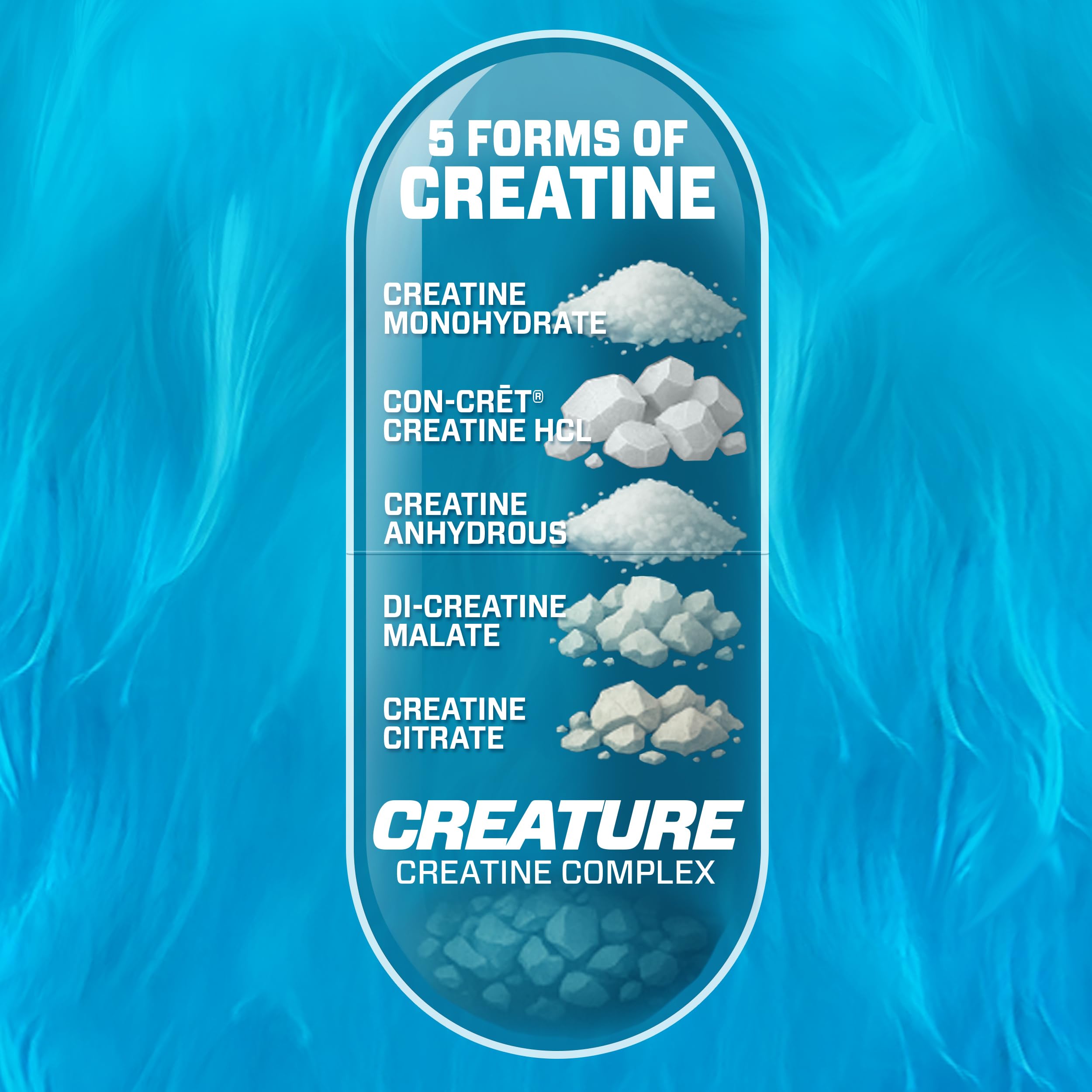 CREATURE® Creatine Complex - Creatine Monohydrate Capsules with 5 Types of Creatine Including Con-Crēt® Creatine HCL, Promotes Muscle, Strength, Endurance, Brain Health, 180 Veggie Caps, 60 Servings CREATURE uk supplements