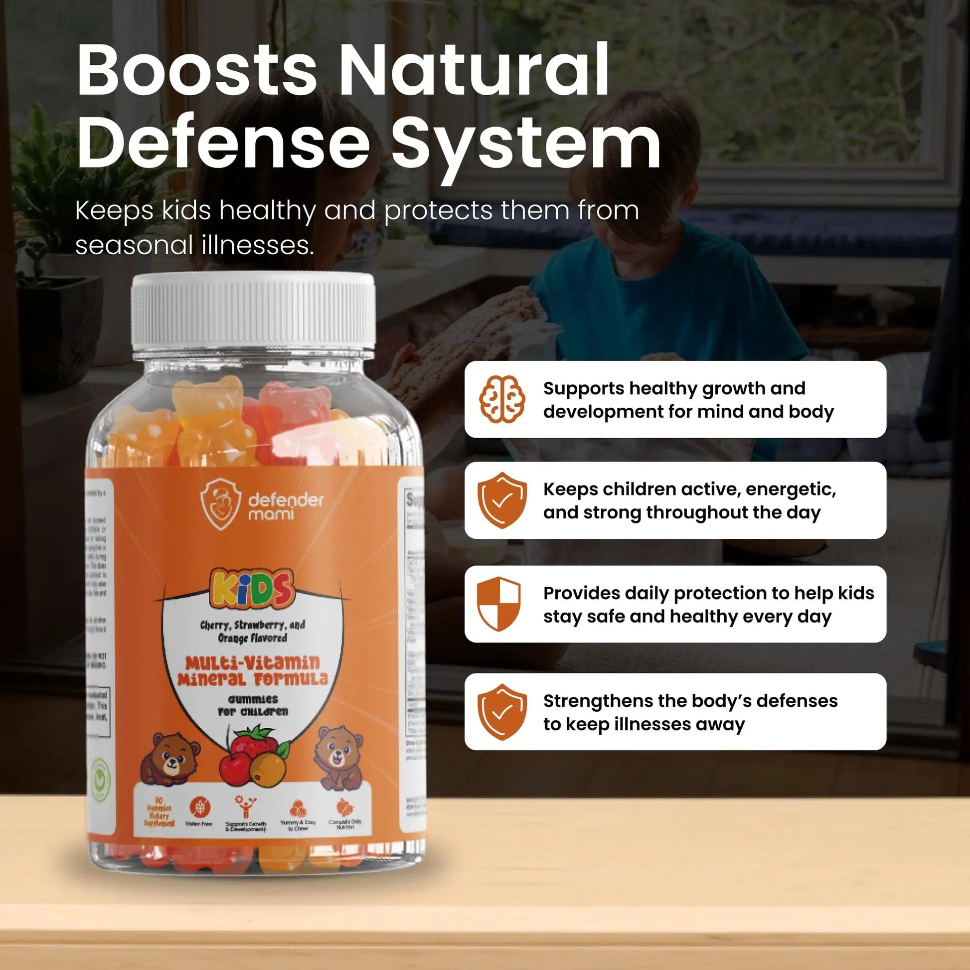 Defender Mami Kids Vitamin Gummies – Multivitamin & Mineral Formula, Non‑GMO · Gluten‑Free, 90 Count Chewables for Daily Immune Defender Mami uk supplements