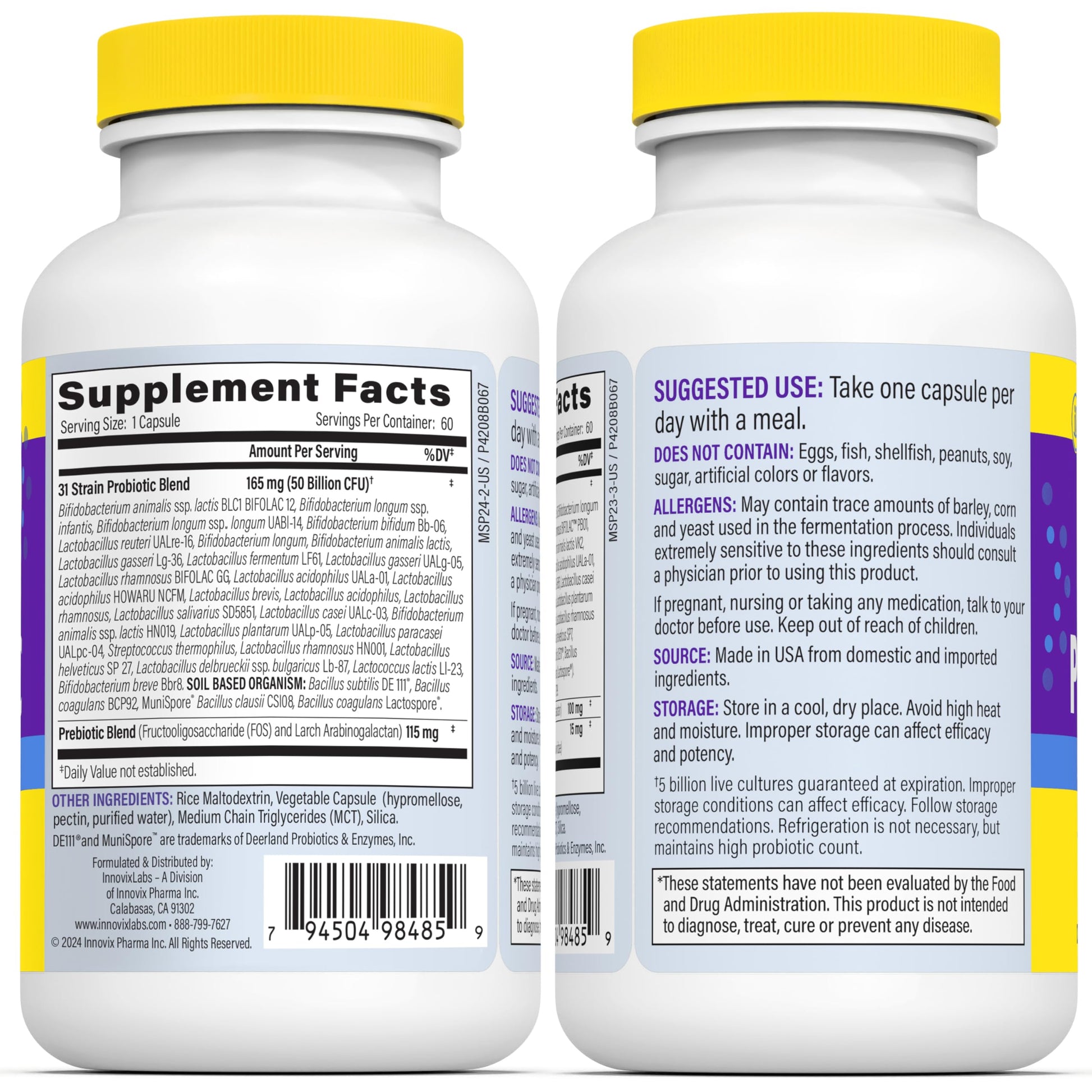InnovixLabs Multi Strain Probiotics for Women & Men - Probiotic Supplement - 50 Billion CFU - Gut Health, Immune Support, Digestion, Lactobacillus Acidophilus, Prebiotics and Probiotics, 60 Capsules InnovixLabs uk supplements