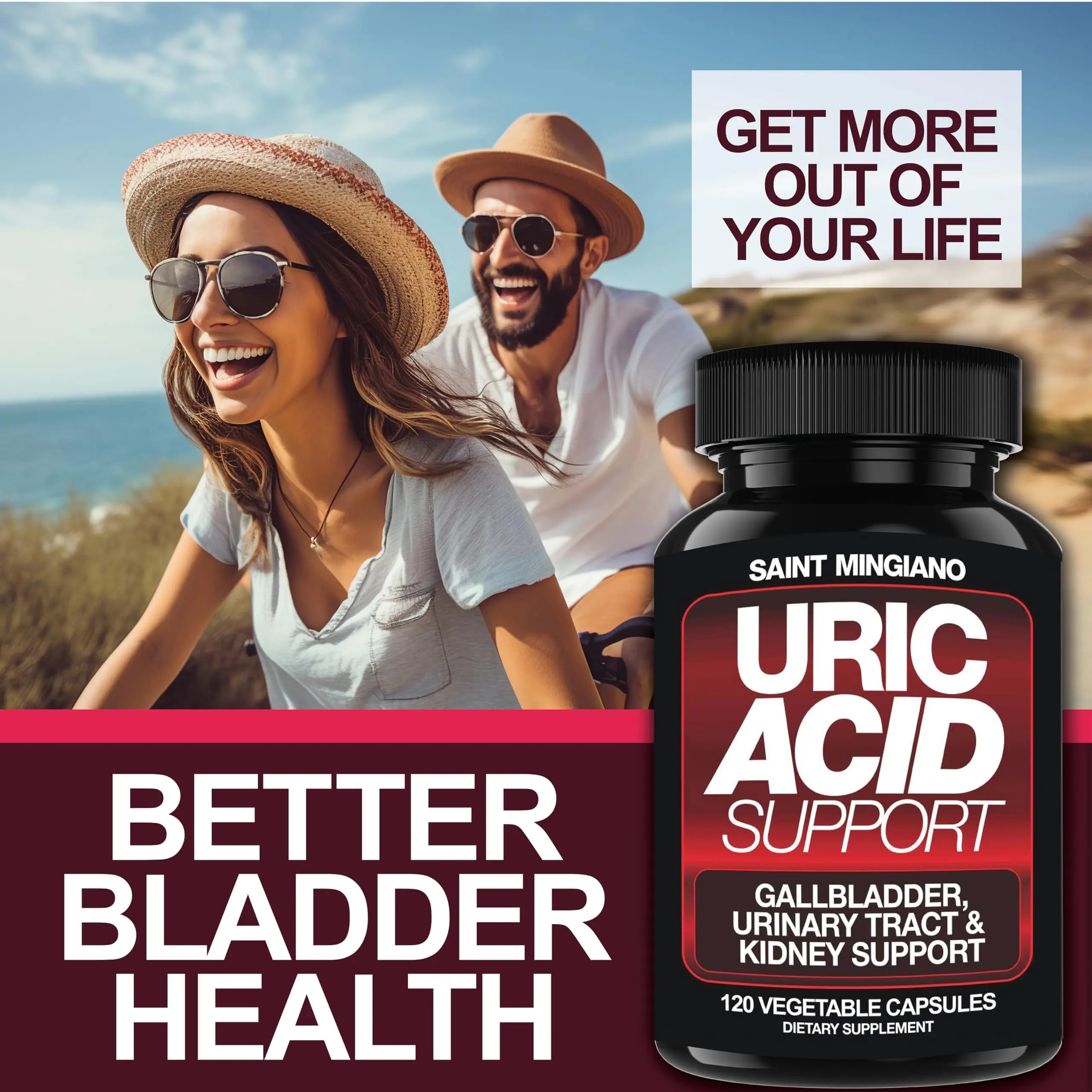 Saint Mingiano Uric Acid Flush for Gout Support -120 Capsules - Supports Kidney Cleanse Detox & Repair, Gallbladder & Urinary Tract Issues - Essential for Detox & Joint Support - Cranberry Extract Saint Mingiano uk supplements