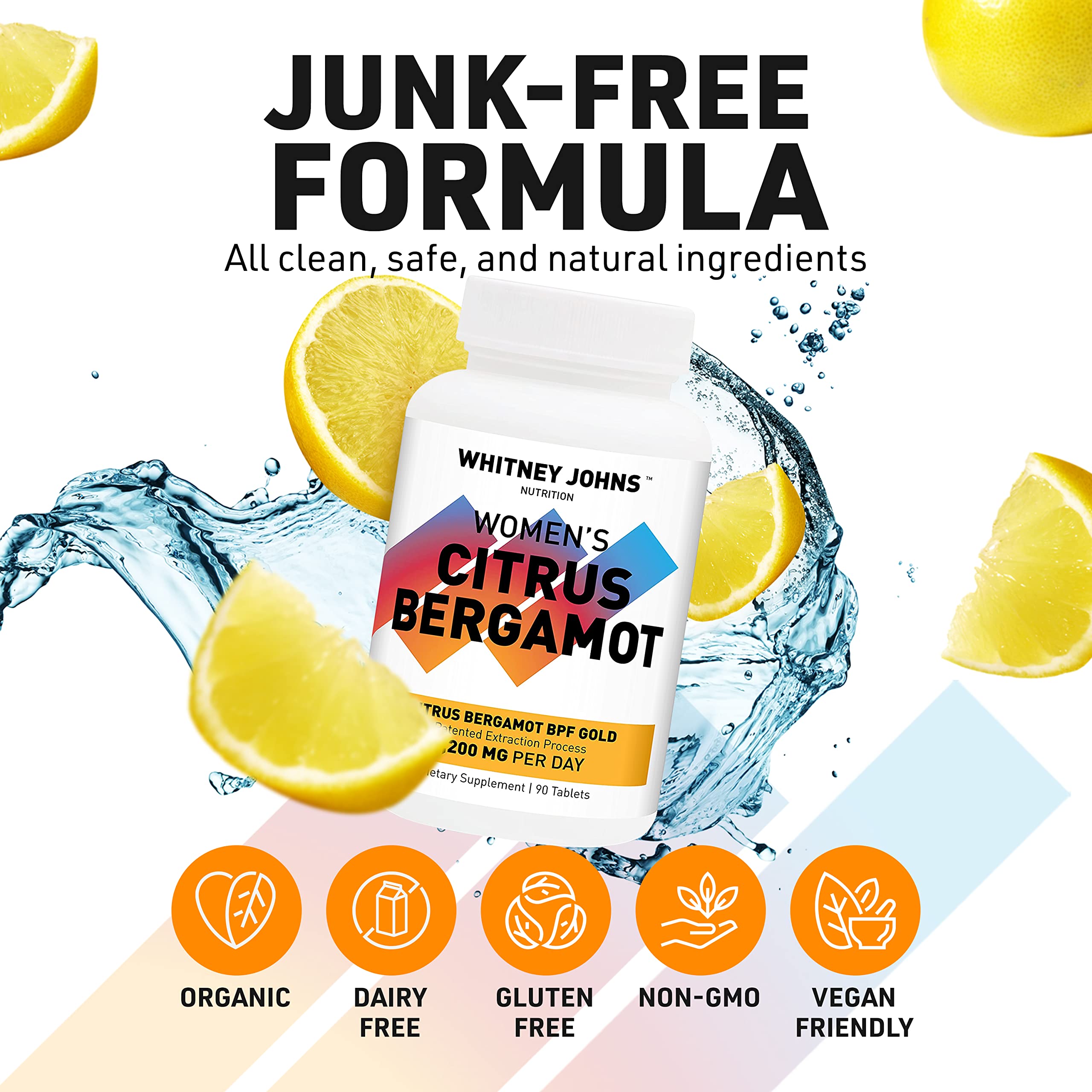 Whitney Johns Citrus Bergamot for Women, Clinically Tested Bergamot Supplement Specifically Formulated for Womens Health and Wellness, Antioxidant, 1200mg, 90 Tablets Whitney Johns uk supplements