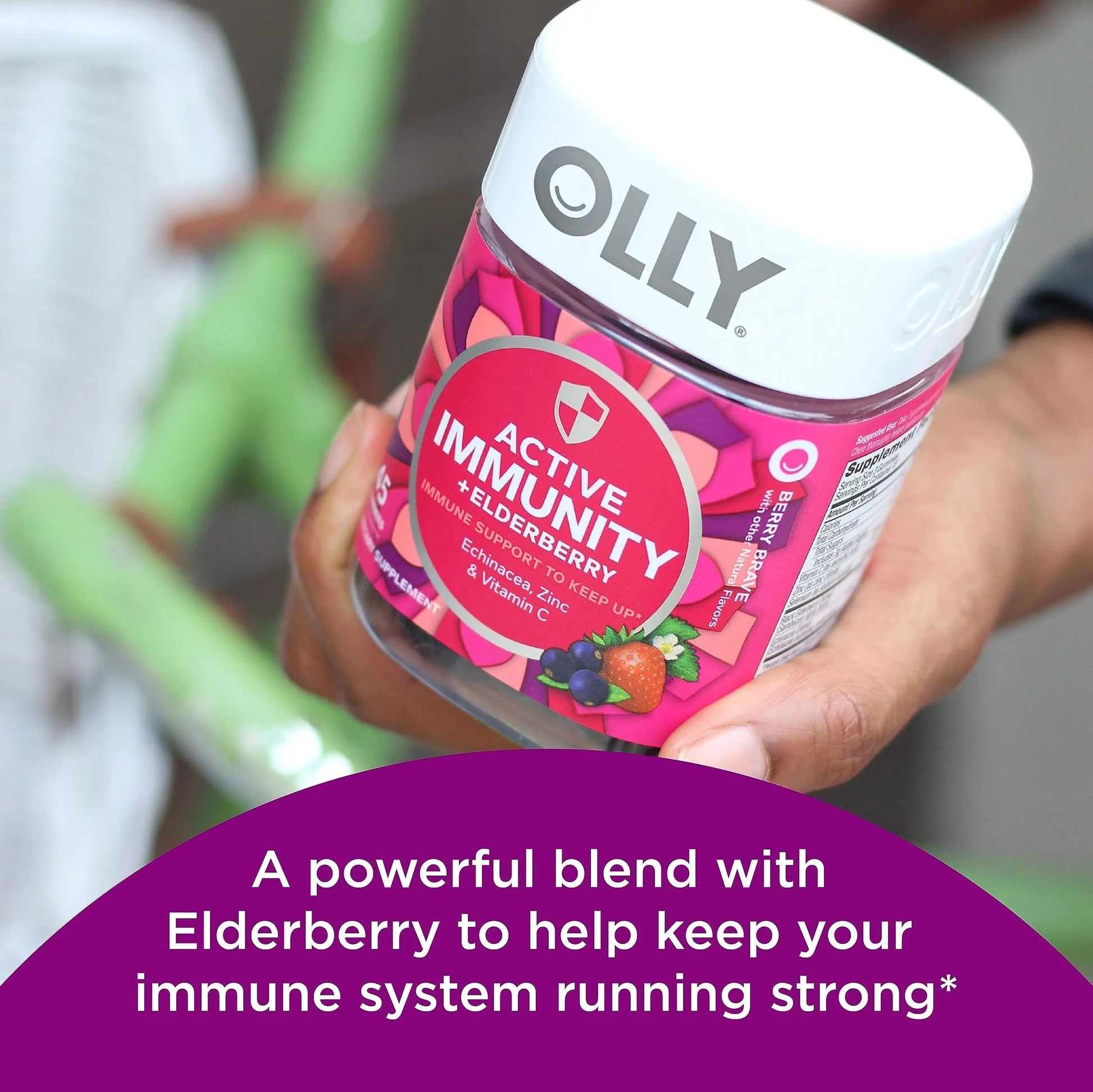 OLLY Kids Immunity Gummy, Immune Support, Wellmune, Elderberry, Vitamin C, Zinc, Chewable Supplement, Cherry - 50 Count & Gummy Active Immunity+Elderberry, 45 Gummies (1 Pack), Berry Flavor OLLY uk supplements