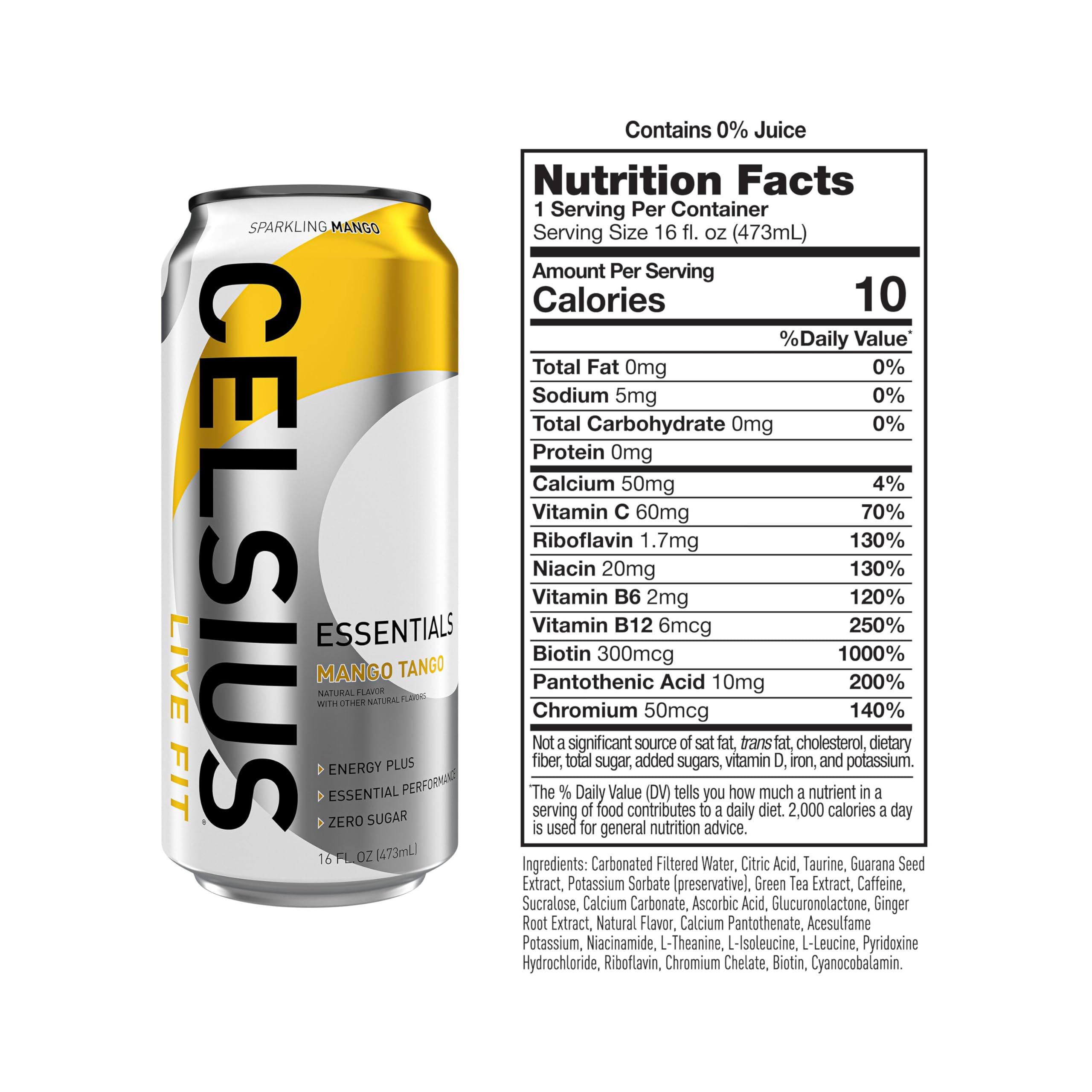 CELSIUS ESSENTIALS, Sparkling Mango Tango, Performance Energy Drink 16 Fl Oz CELSIUS uk supplements