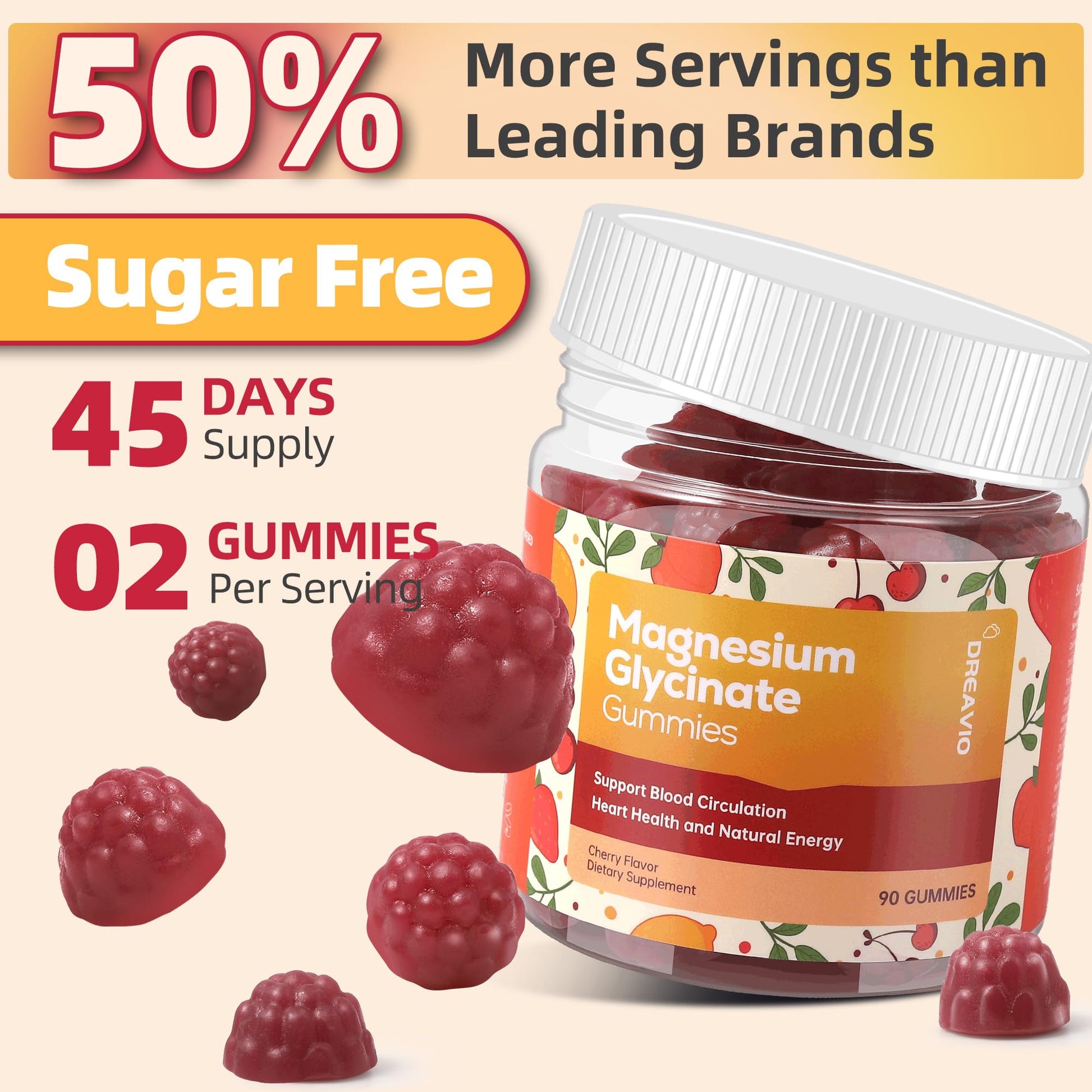 DREAVIO 90 Count Magnesium Glycinate Gummies 400mg w/Ashwagandha Supplement - Sugar Free Zinc Magnesium Glycinate Supplement Ashwagandha Gummies for Adults DREAVIO uk supplements