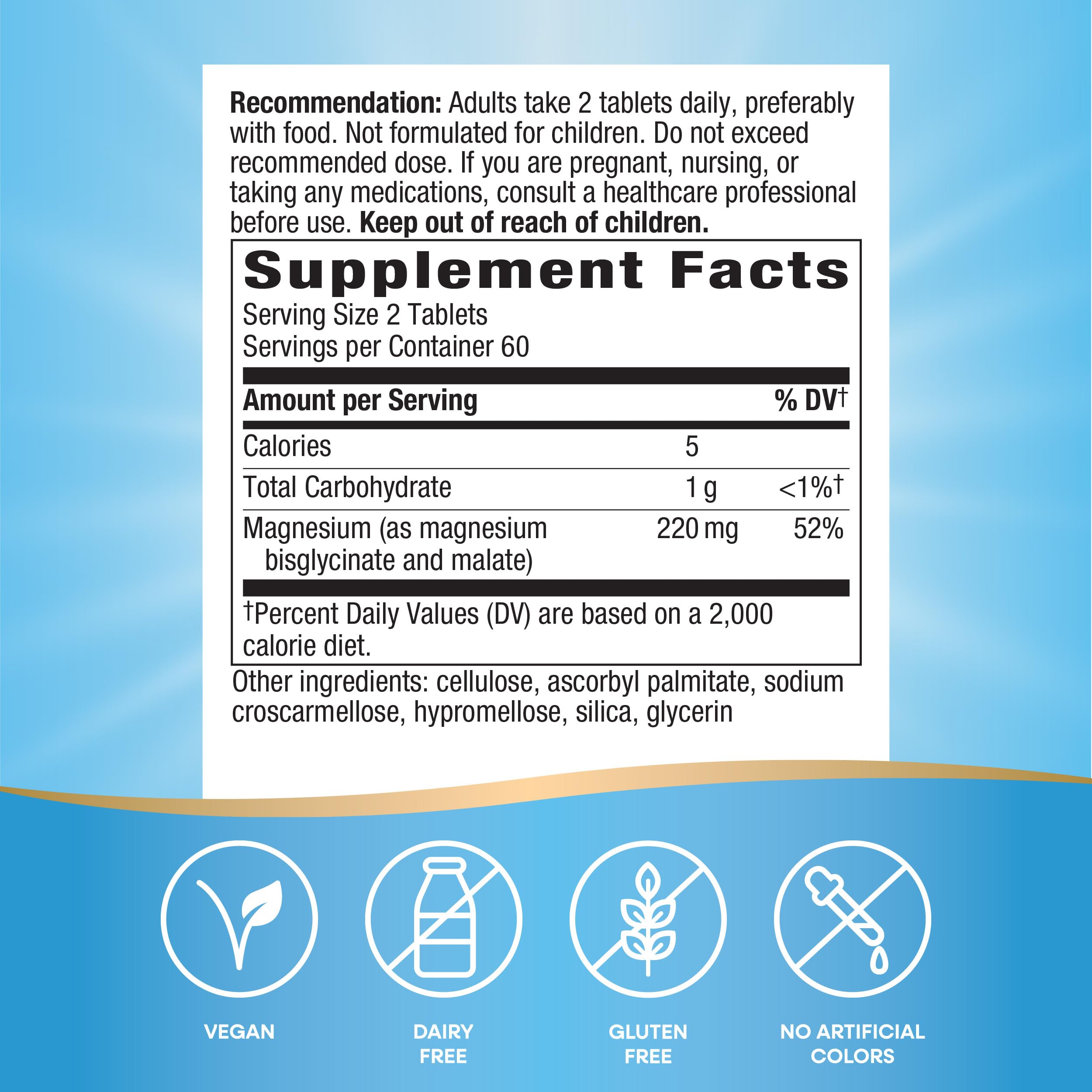 Nature's Way Magnesium Glycinate Complex, Supports Heart, Muscle, Nerve Function*, Highly Absorbable, 220 mg per 2-Tablet Serving, No Gluten, Vegan, 120 Tablets Nature's Way uk supplements