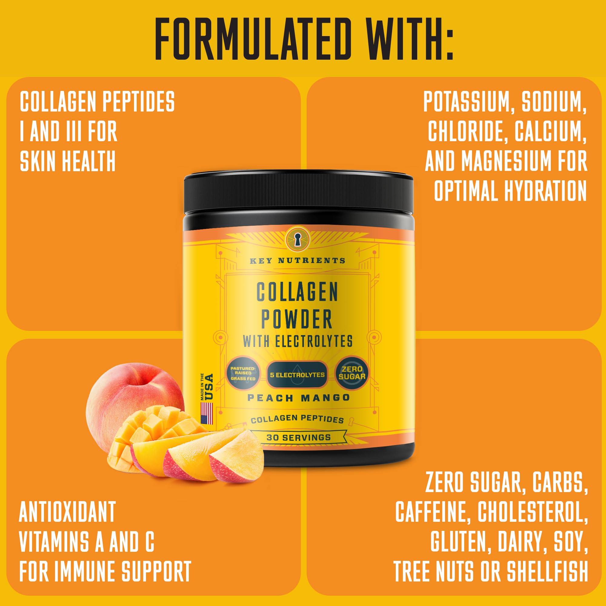 Collagen Peptides with Electrolytes Powder, Collagen Powder, Collagen Peptides Powder KEY NUTRIENTS uk supplements
