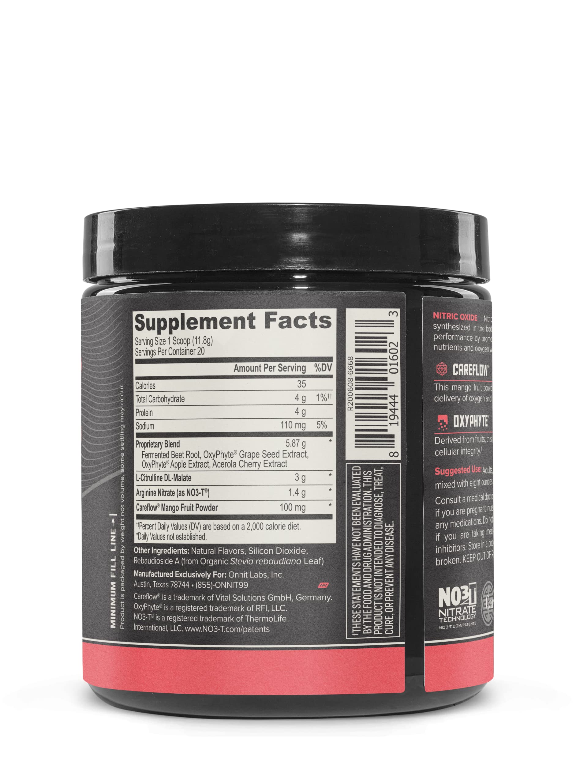 ONNIT Total Nitric Oxide - Caffeine Free Pre Workout Powder w/ Beet Root, L Arginine ONNIT uk supplements