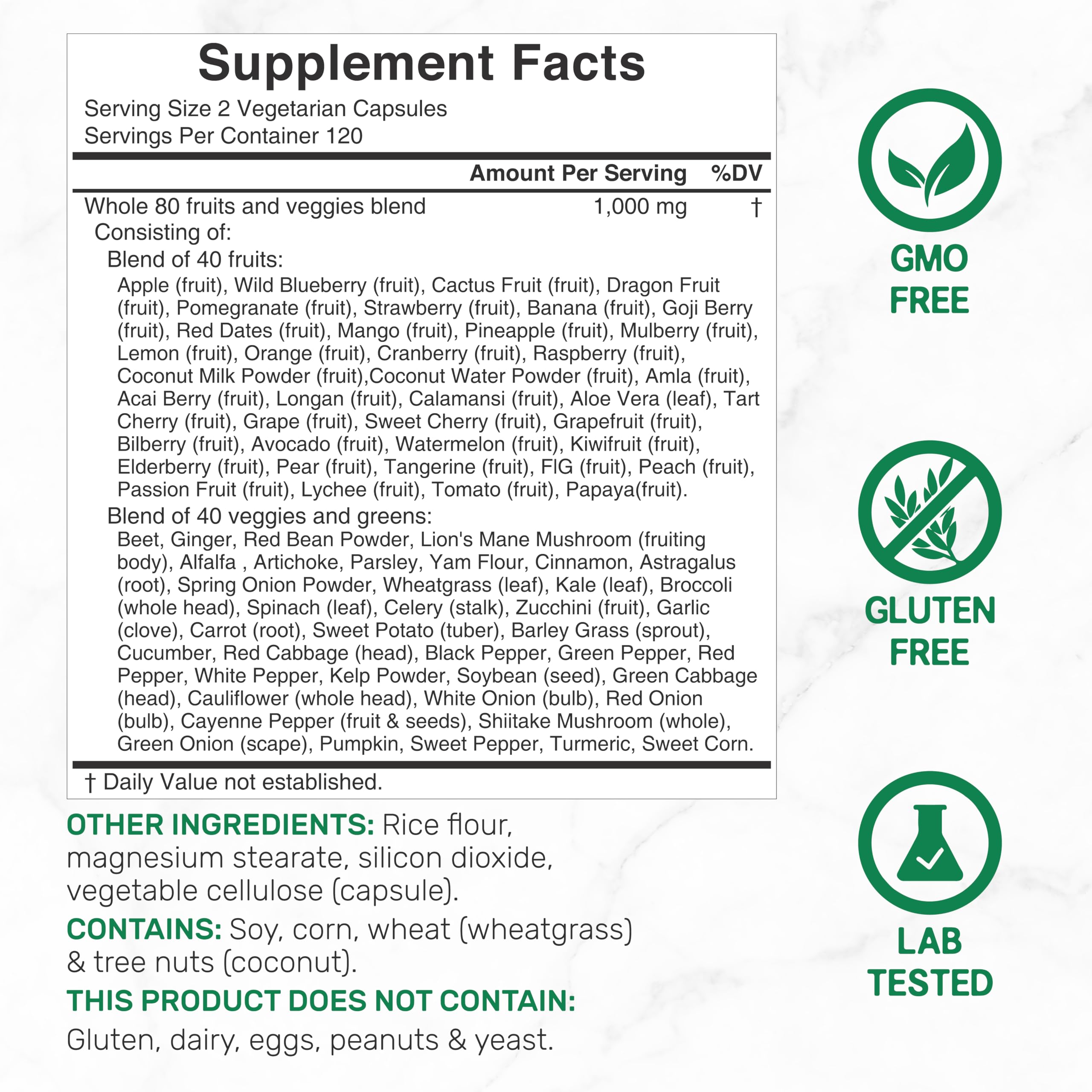 Nature’s Fruits & Veggies Supplement, 240 Veggie Capsules – 80 Whole Food Superfoods for Daily Balance – 40 Fruits with 40 Vegetables and Greens – Non-GMO, Gluten Free DEAL SUPPLEMENT uk supplements