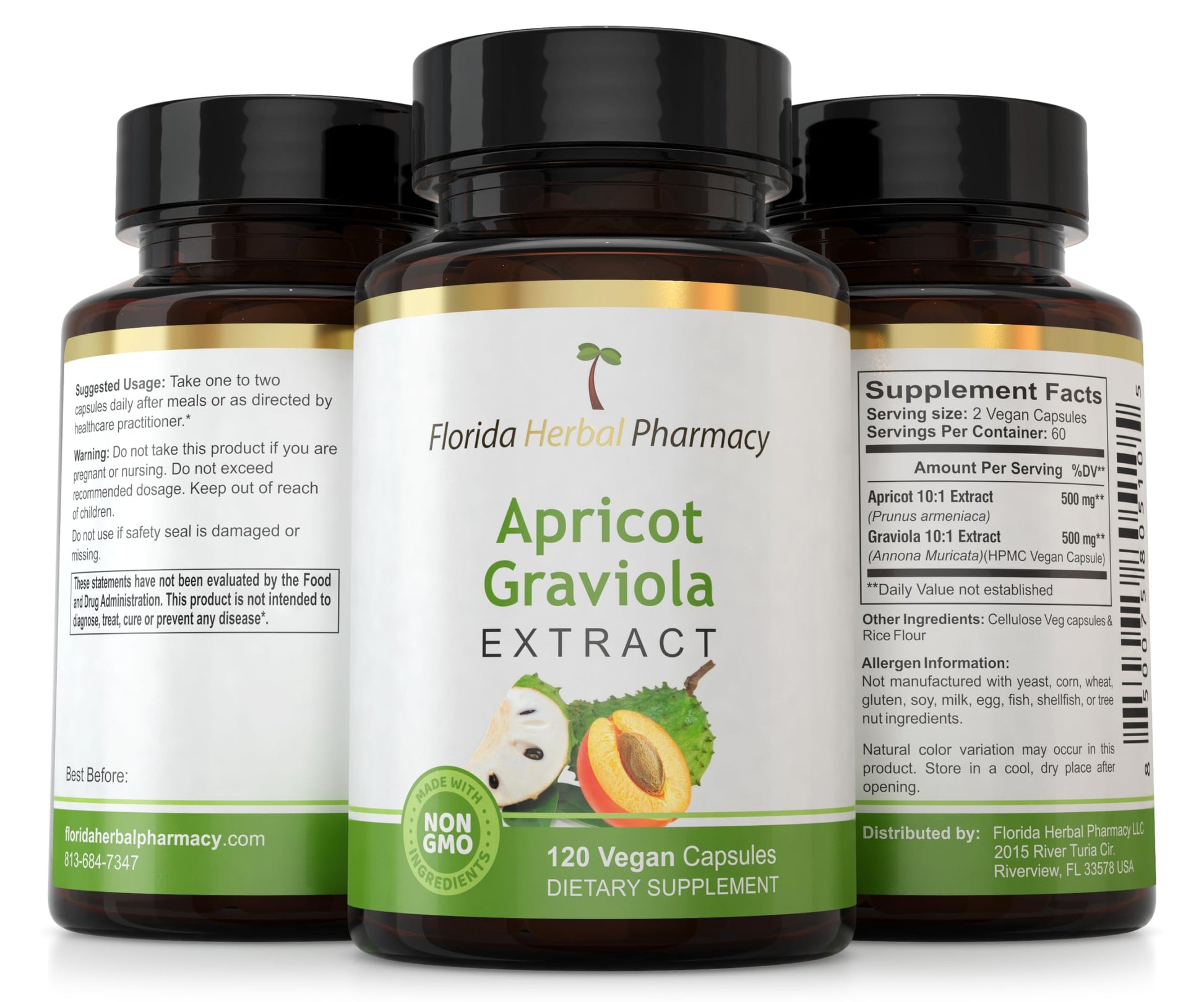 Florida Herbal Pharmacy, Apricot-Graviola Supplement Capsules 10:1 (120 Capsules), 1000 mg Serving (Pack of 1) Florida Herbal Pharmacy uk supplements