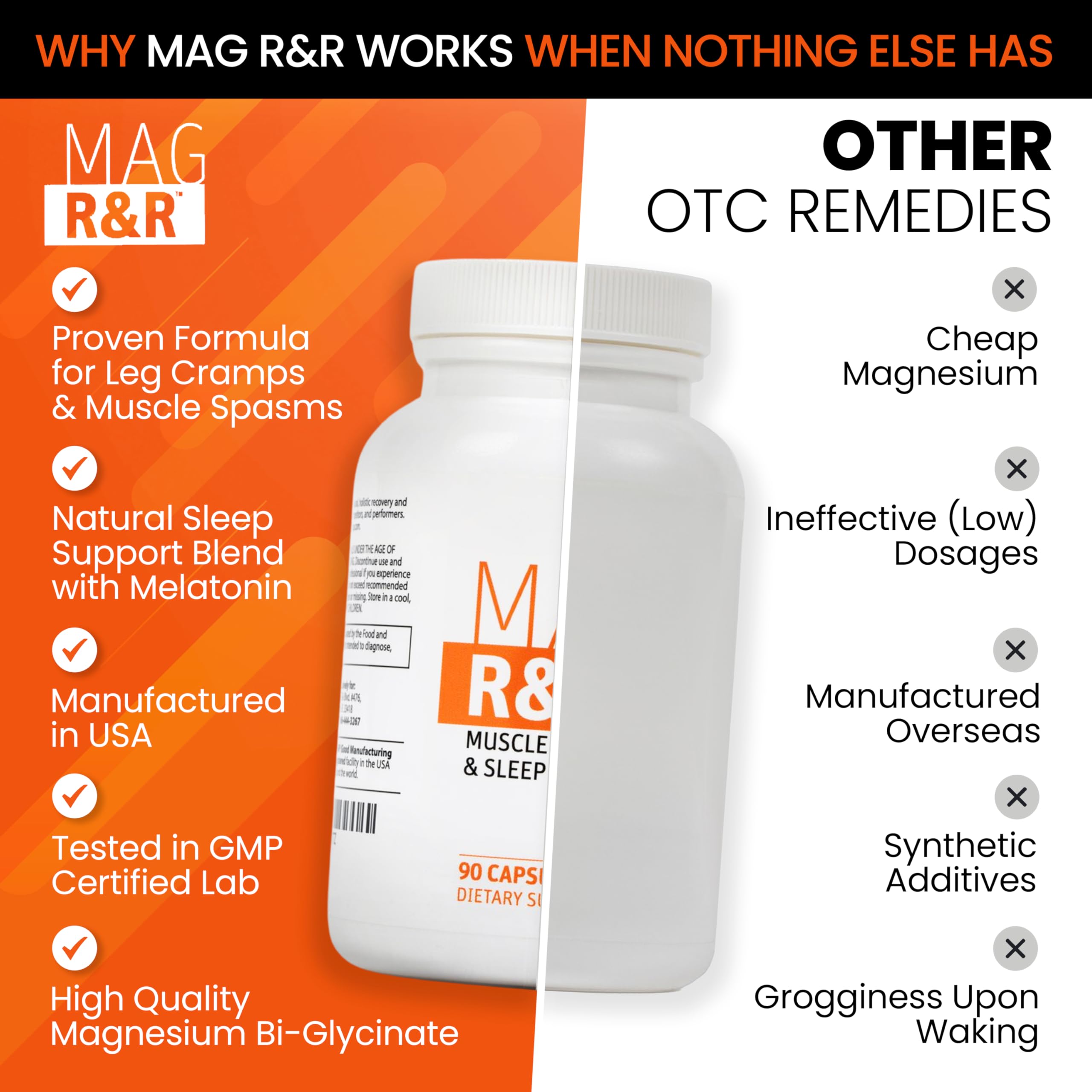 SaltWrap Mag R&R - Nighttime Muscle Cramps Support, Natural Sleep Support for Adults with Magnesium Glycinate for Muscle Spasm and Leg Cramps Relief, 90 Capsules SaltWrap uk supplements