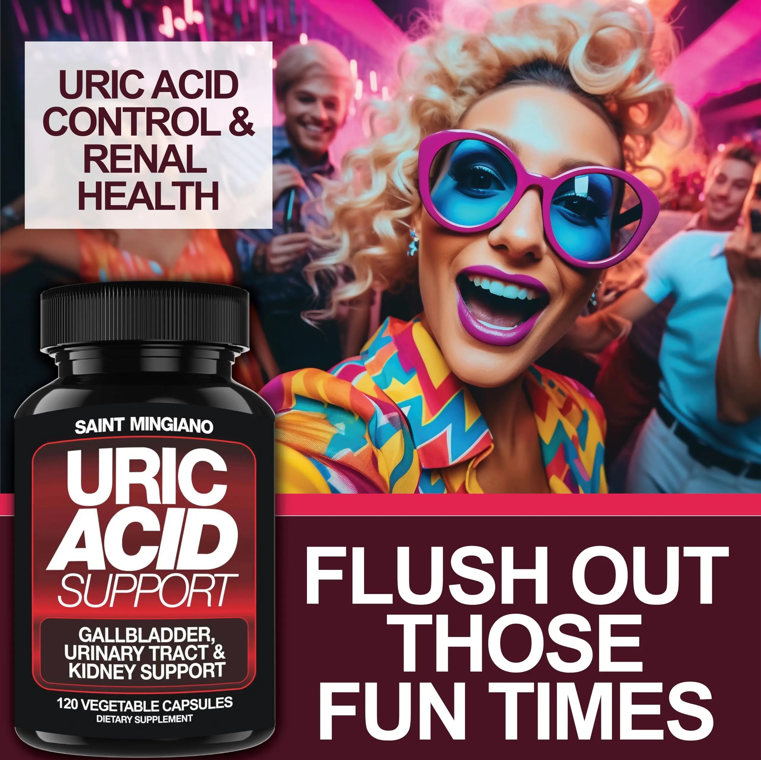 Saint Mingiano Uric Acid Flush for Gout Support -120 Capsules - Supports Kidney Cleanse Detox & Repair, Gallbladder & Urinary Tract Issues - Essential for Detox & Joint Support - Cranberry Extract Saint Mingiano uk supplements
