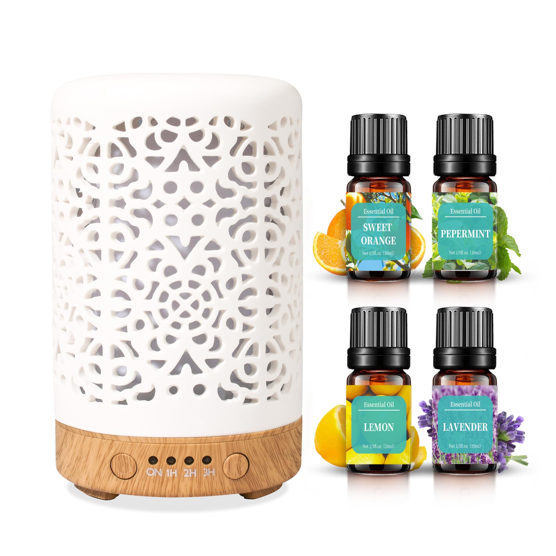 Essential Oil Diffusers, 100ml White Ceramic Diffuser with 7 LED Lights,Ultrasonic Aromatherapy homnas uk supplements