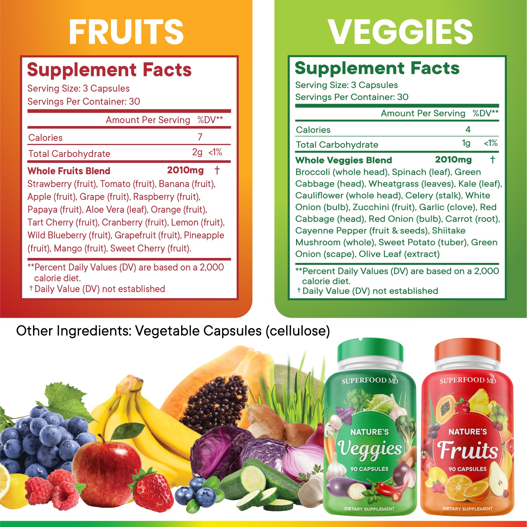 Superfood MD Fruits & Veggies Supplement - Whole Food Natural Superfoods - with Beta Carotene - Soy Free- 90 Count (Pack of 2) Superfood MD uk supplements