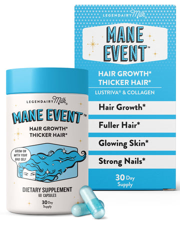 Legendairy Milk Hair Growth Vitamins for Women - Biotin for Hair Growth with Collagen & Lustriva, Hair Loss Products & Supplements for Thinning, Thicker, Fuller, Stronger Skin & Nails, Mane Event™ Legendairy Milk uk supplements