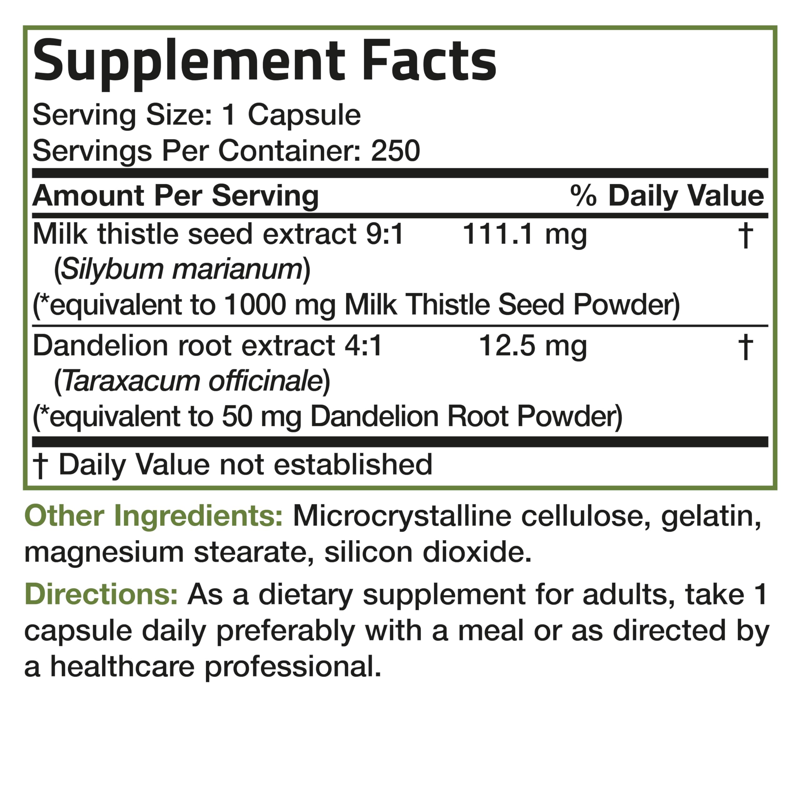 Bronson Milk Thistle Silymarin Marianum & Dandelion Root Liver Health Support Bronson uk supplements
