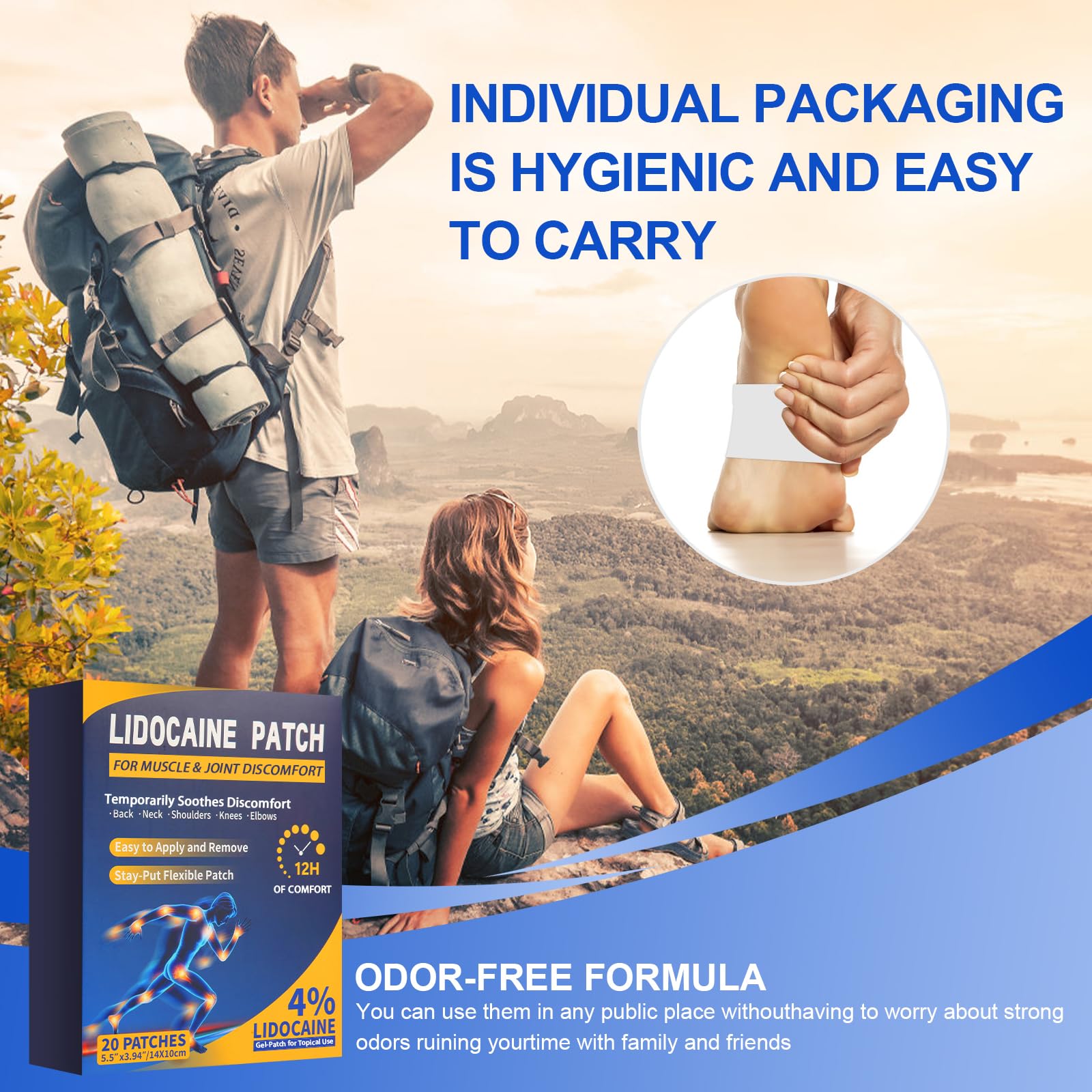 AROSLU Lidocaine Pain Relief Patches Maximum Strength Numbing Gel Patch for Back Knee Neck Shulder Joint Ache Muscle Soreness ICY Compress Topical 20-PCS AROSLU uk supplements