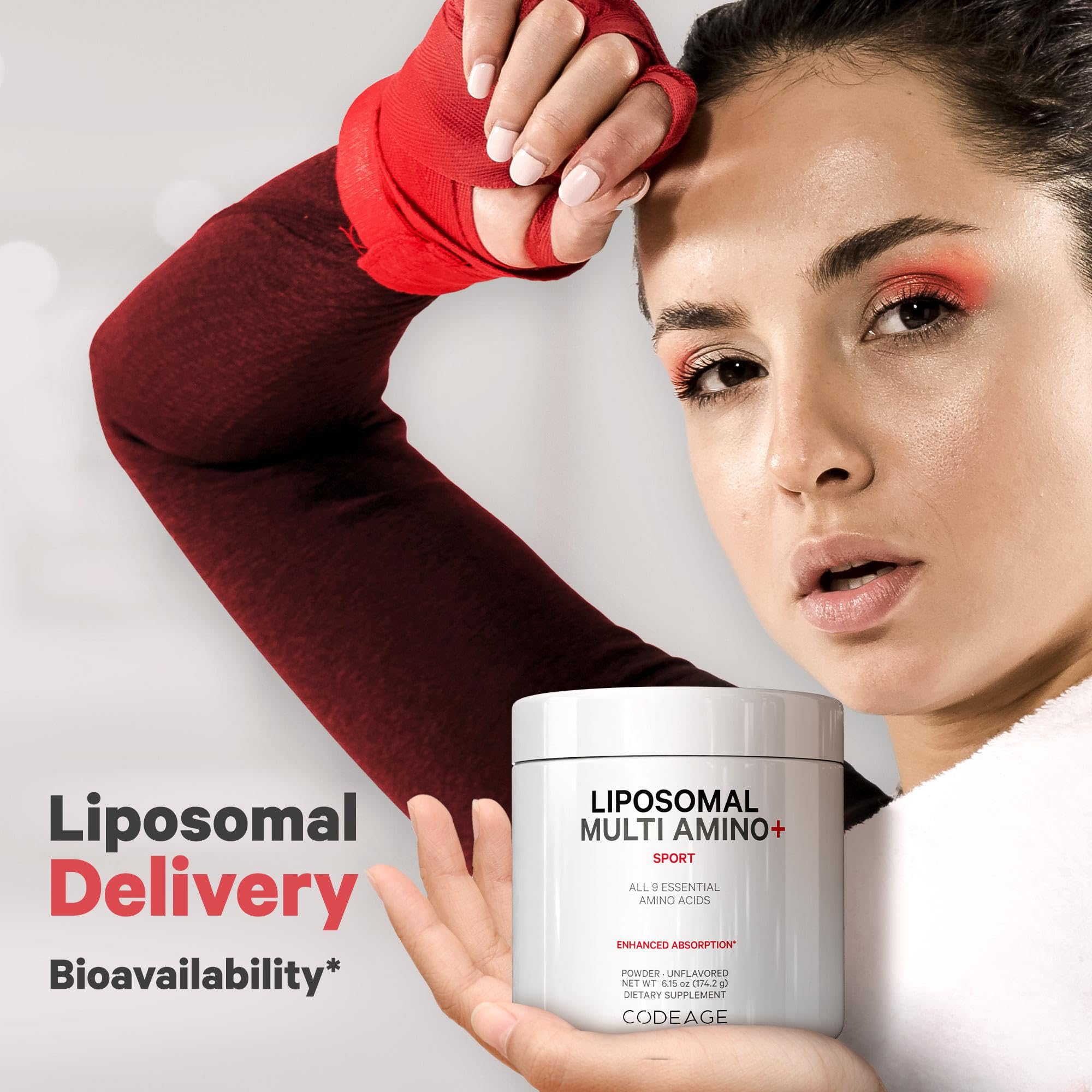Codeage Liposomal Multi Amino Powder Supplement - BCAA & EAA Supplement All 9 Essential Amino Acids, Branched-Chain Amino Acid, Pre & Post Workout, Unflavored, Liposomal Delivery, Non-GMO, 6.15 oz Codeage uk supplements