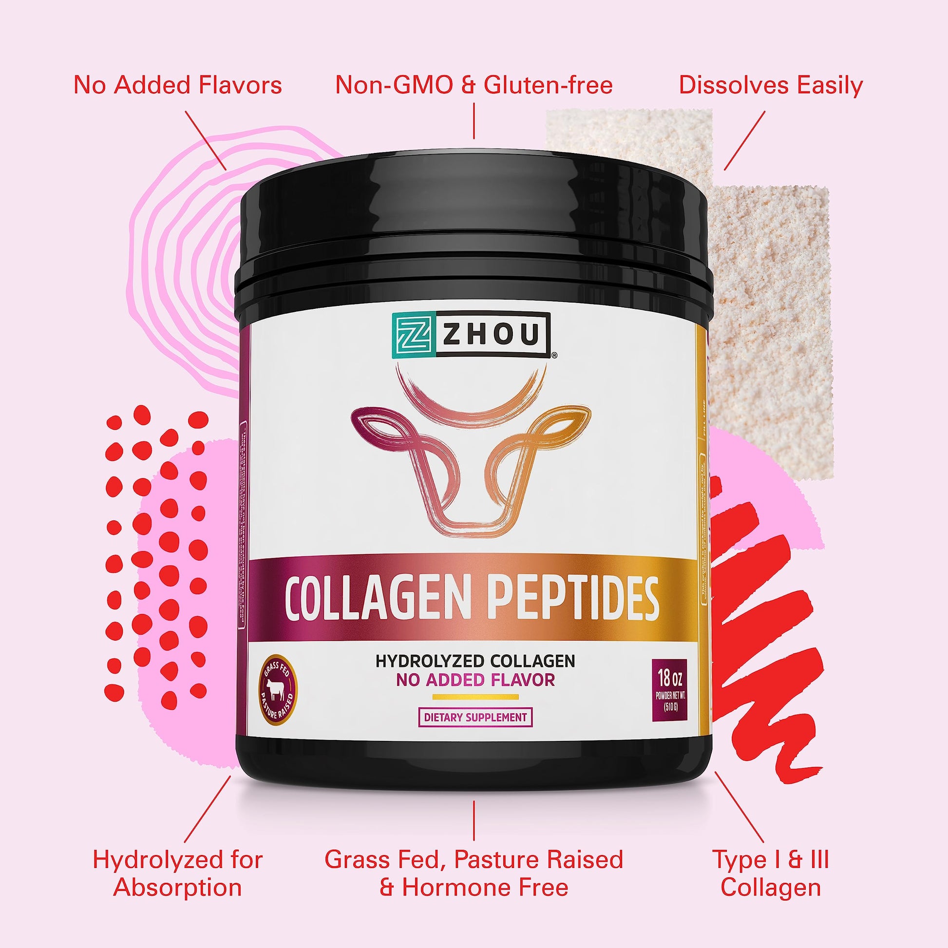 Zhou Collagen Peptides Hydrolyzed Protein Powder – Grass Fed, Pasture Raised, Unflavored Zhou Nutrition uk supplements