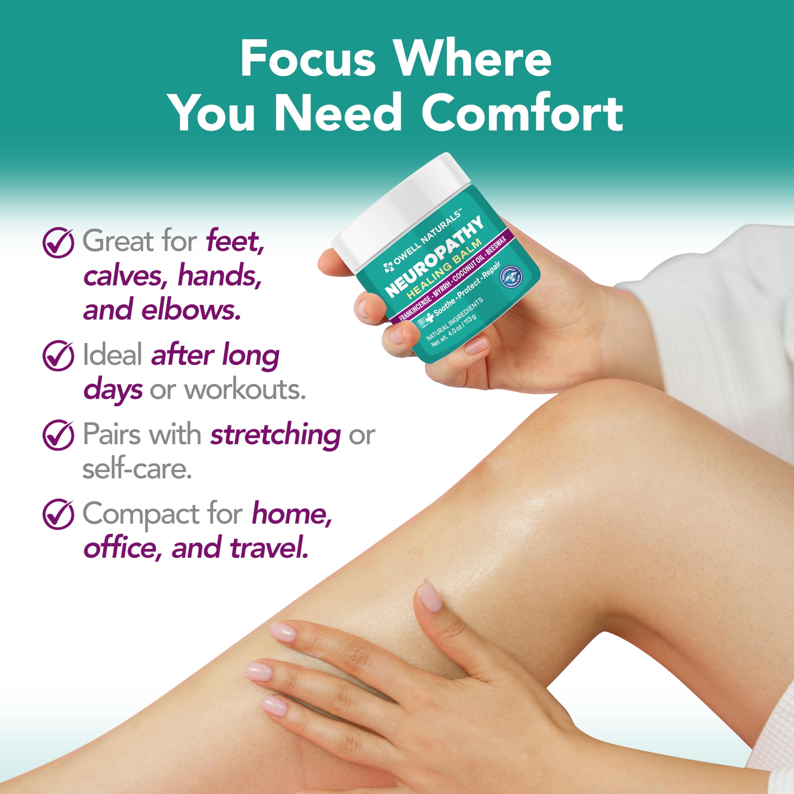 OWELL NATURALS Neuropathy Healing Balm, Fast Acting, with Frankincense, Myrrh, Coconut Oil & Beeswax, Natural Ingredients – Soothe, Protect & Repair, 4 oz (Pack of 1) Owell Naturals uk supplements
