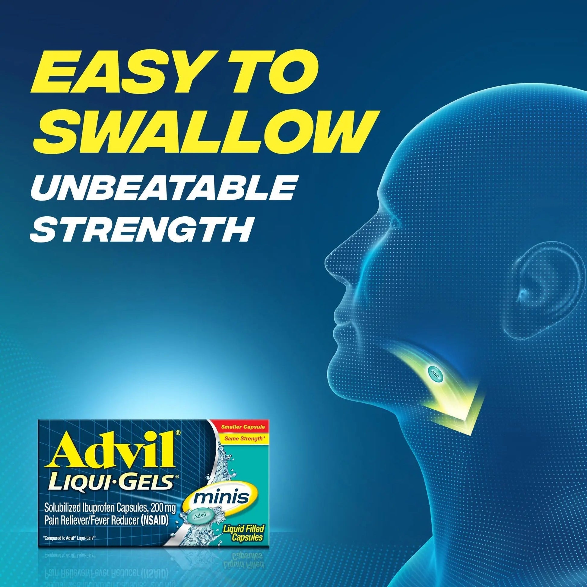 Advil Liqui-Gels minis Pain Reliever and Fever Reducer, Pain Medicine for Adults with Ibuprofen 200mg for Pain Relief - 50x2 Liquid Filled Capsules Advil uk supplements