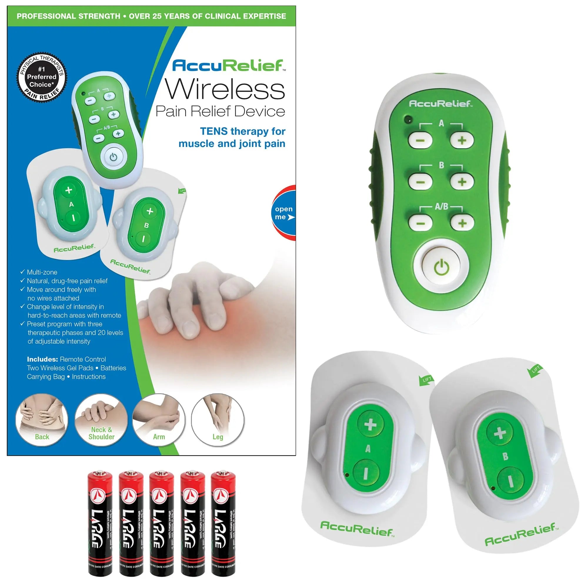 AccuRelief Wireless TENS Unit with Remote Control, TENS Pain Relief Device and Muscle Stimulator, for Back Pain, Neck Pain, Arm and Leg Pain AccuRelief uk supplements