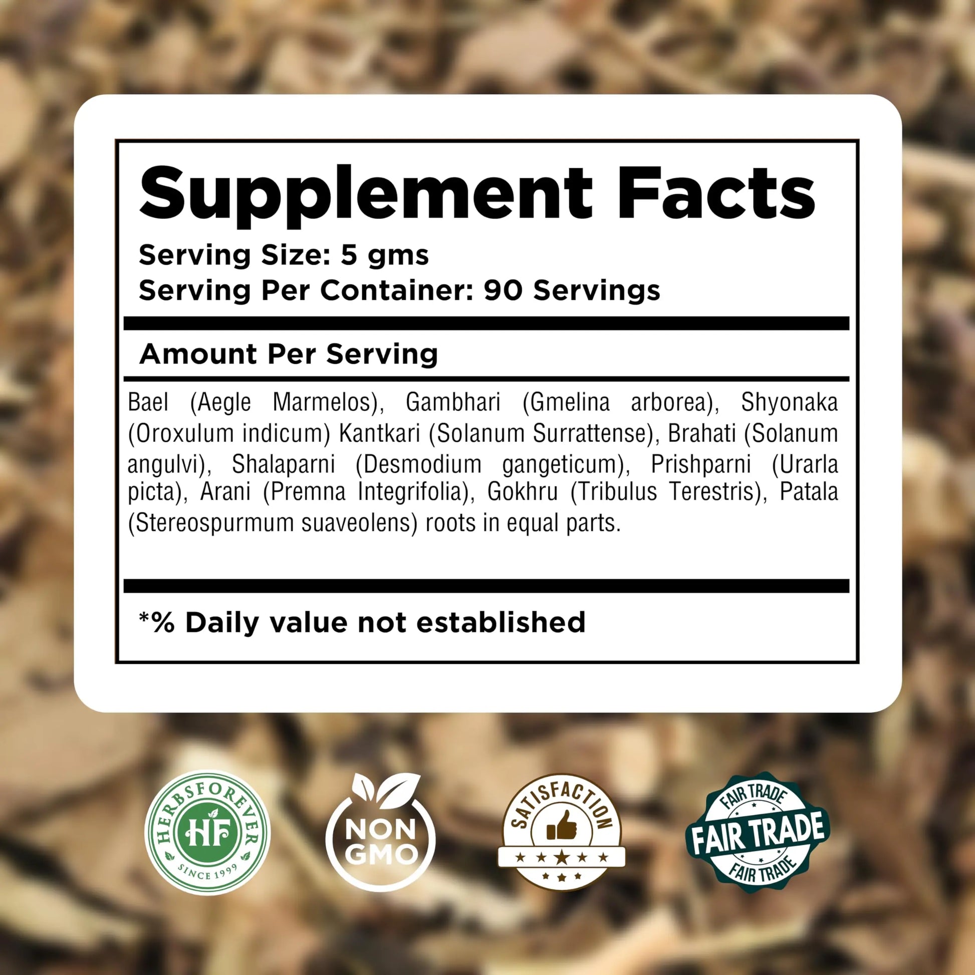 Herbsforever Dashmula Cut and Sifted (Coarse/Kawth) Herbs for Tea - Joint Comfort, Vata Calming, Female Postpartum Cycle & Wellness, Ten Authentic Ayurvedic Roots, Non GMO, Vegan 454g,1 lbs,Dashmool Herbsforever uk supplements