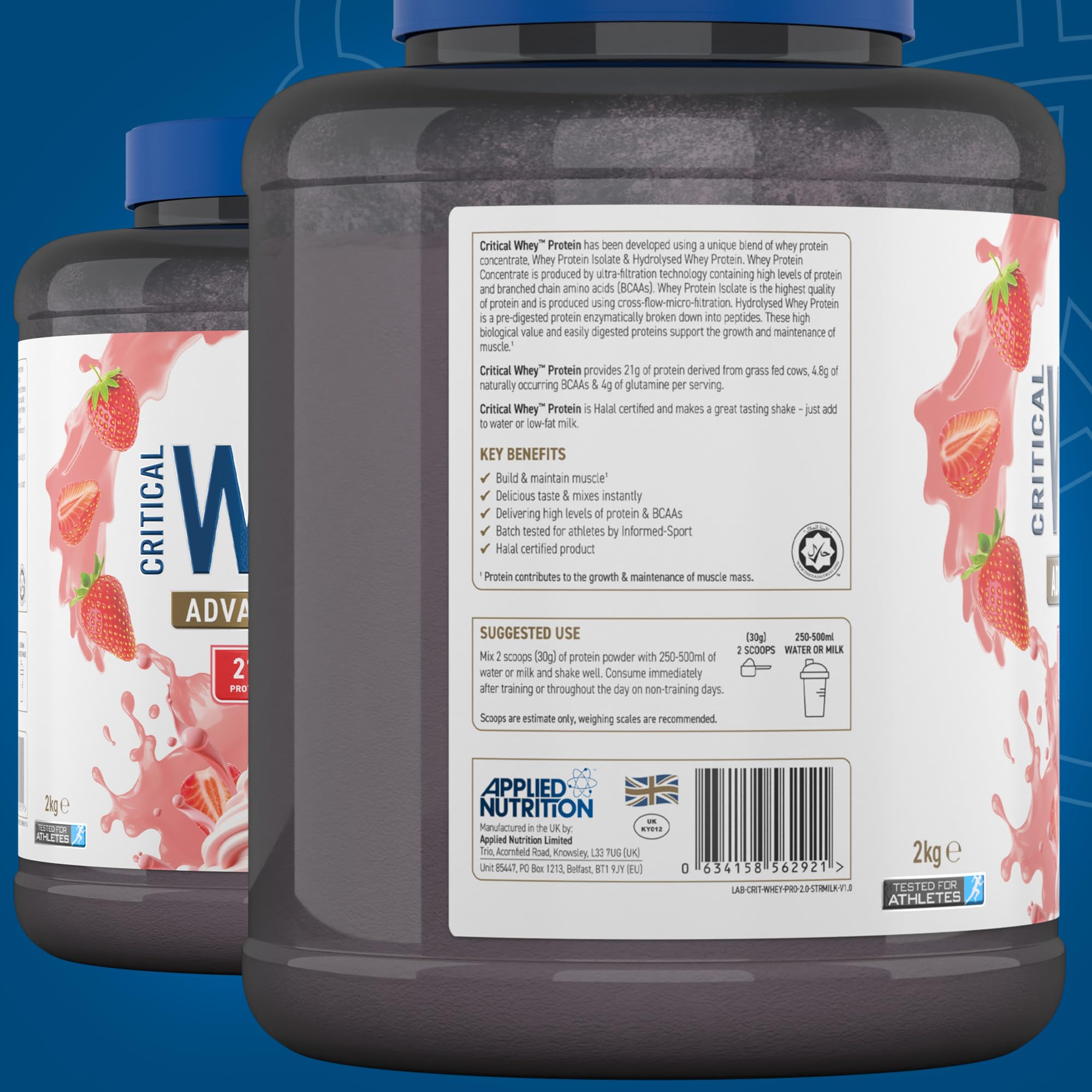 Applied Nutrition Critical Whey Protein Powder 2kg - High Protein Powder, Protein Milkshake Applied Nutrition uk supplements