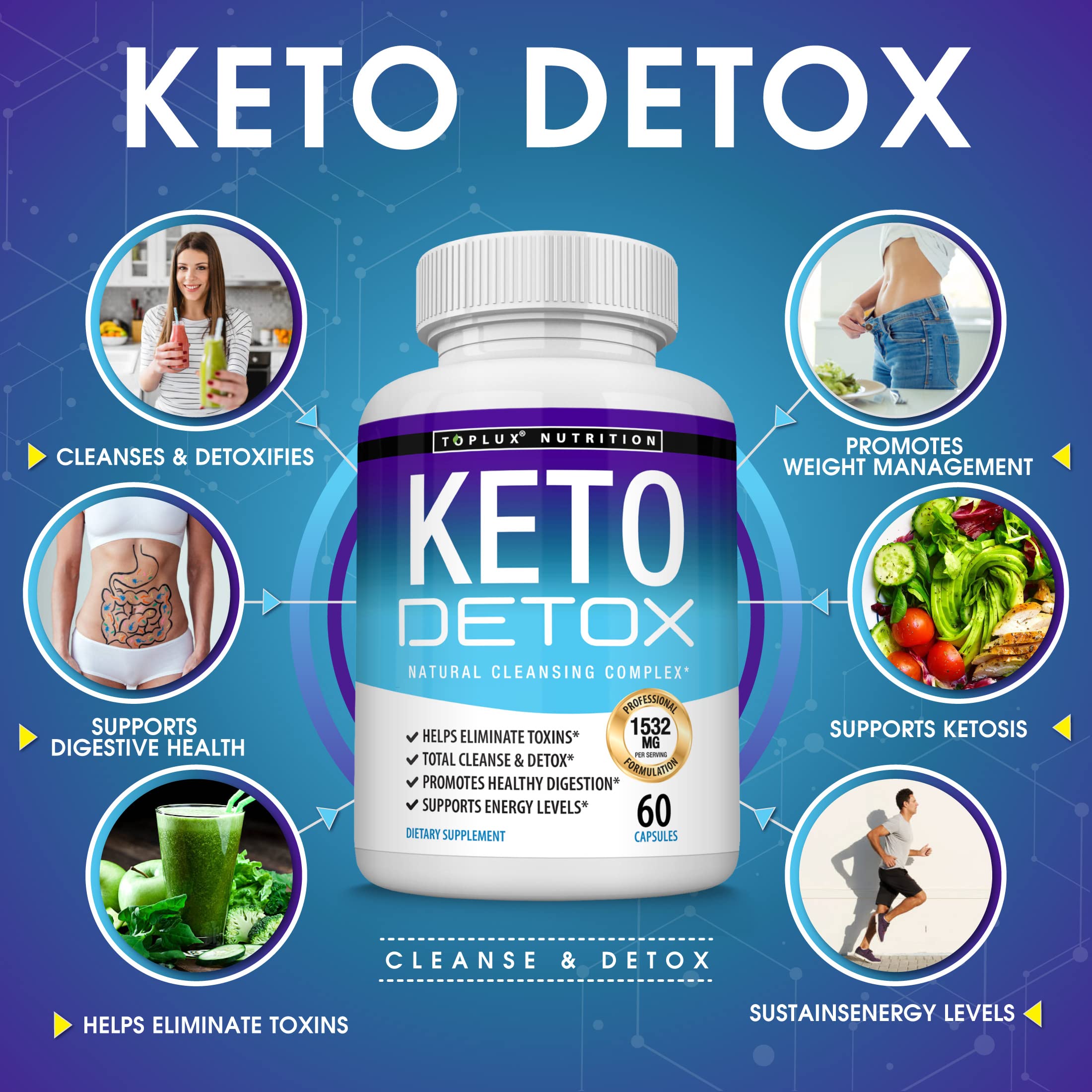 Toplux Keto Detox Pills Advanced Cleansing Extract – 1532 Mg Natural Acai Colon Toplux uk supplements