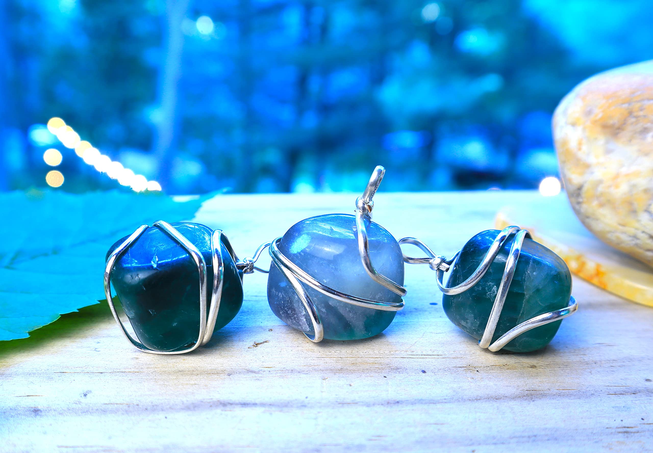 Shelf and Stone Rainbow Fluorite Wire Wrapped Pendant - Dark Hued Fluorite Crystal Necklace Shelf and Stone uk supplements