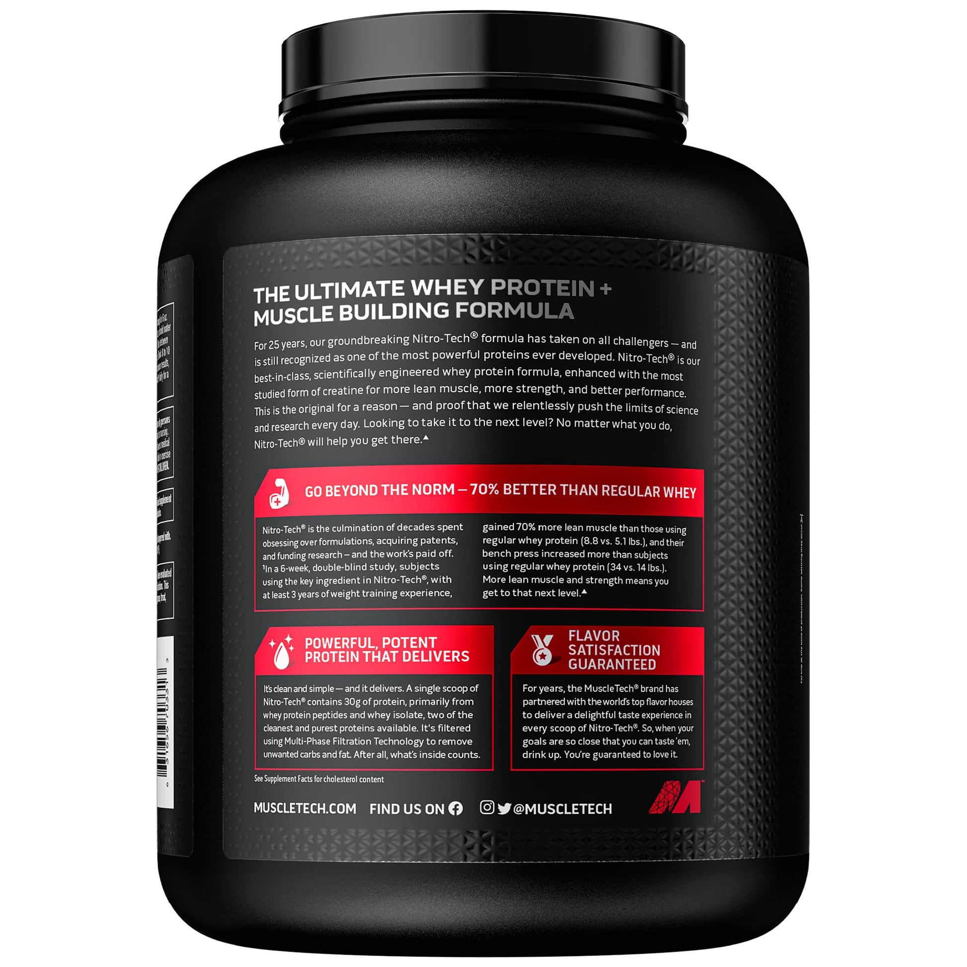 Whey Protein Powder MuscleTech Nitro-Tech Whey Protein Isolate & Peptides Protein Muscletech uk supplements