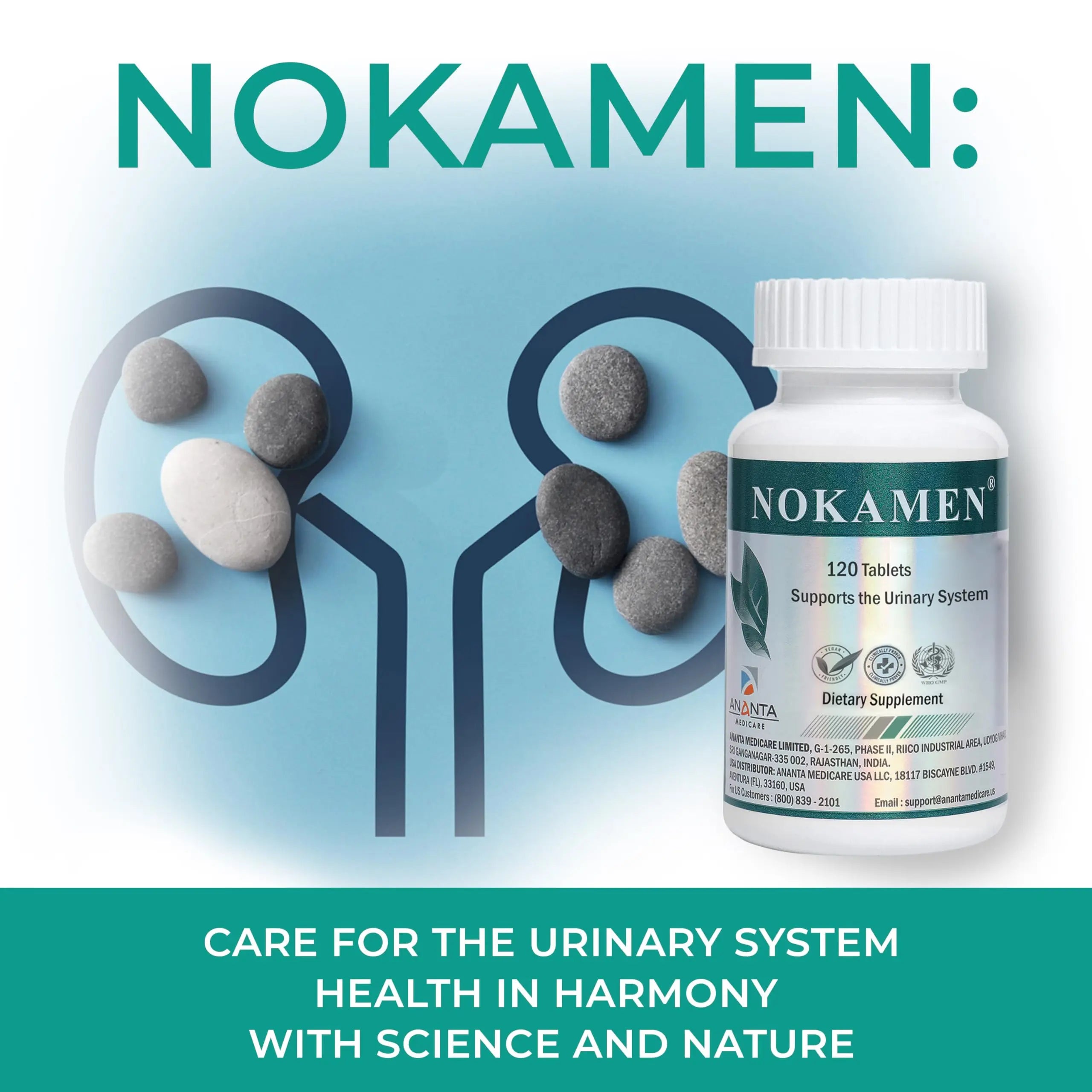 Ananta Medicare USA NOKAMEN – Kidney & Urinary Tract Support Herbal Formula, 120 Tabs Ananta Medicare USA uk supplements