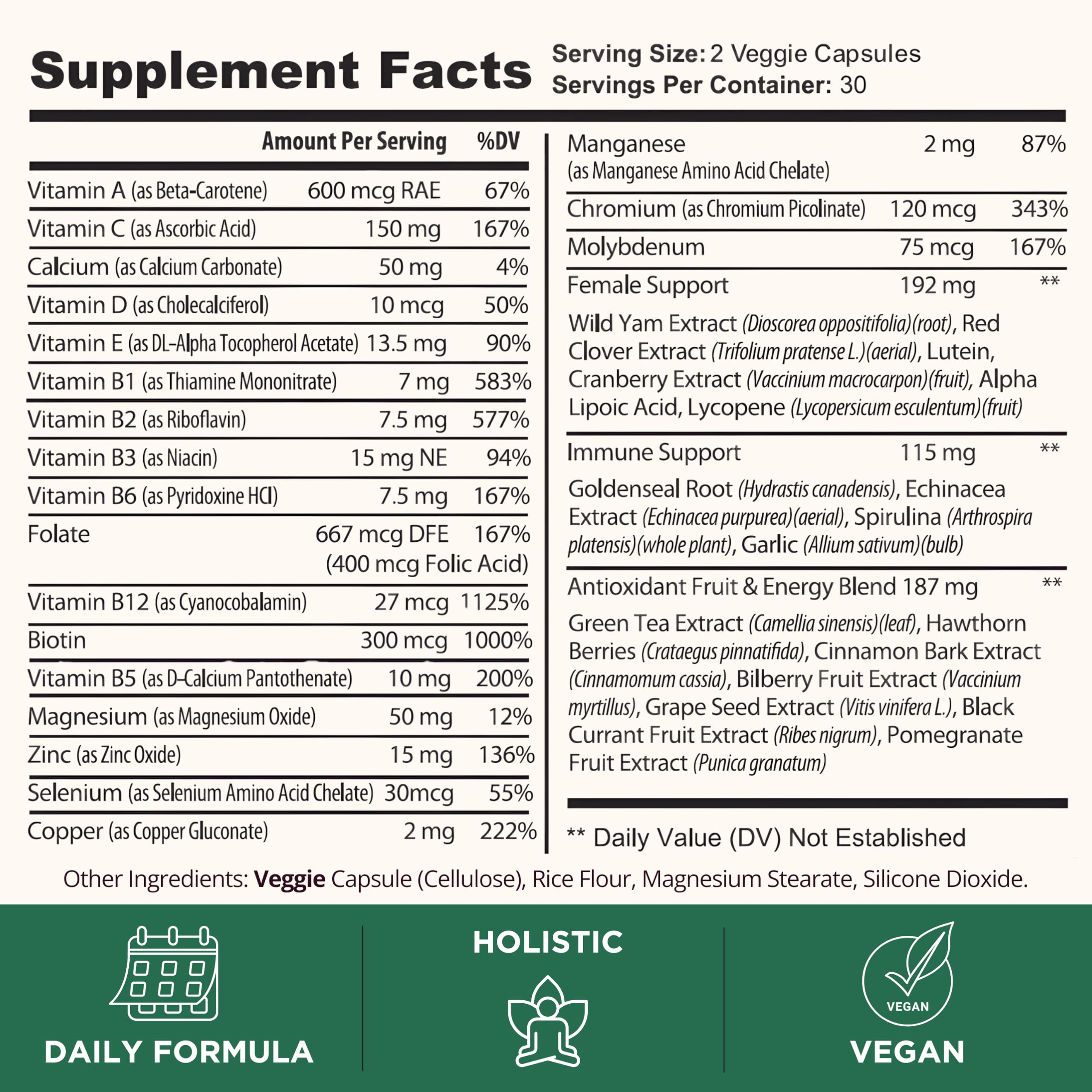 TODICAMP Melanin-Rich Physiology Women's Wellness Formula with 37 Active Ingredients - Daily Multivitamin for Women Hormone Balance, Energy Vitamins for Women, Biotin Supplement for Hair Skin & Nails TODICAMP uk supplements