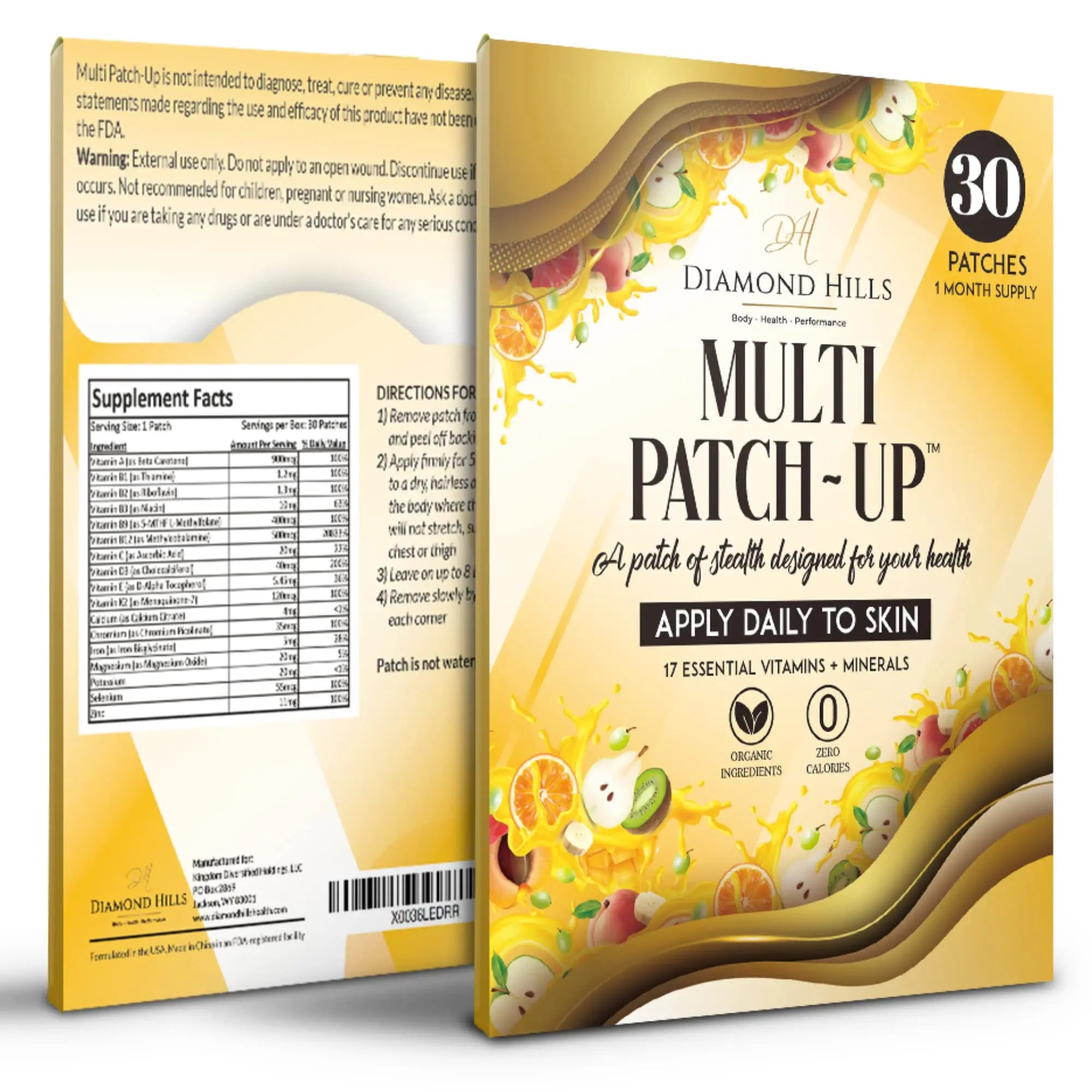 Diamond Hills Multi Patch-Up – 30ct Daily Patches – No Calories & Sugar Free Diamond Hills uk supplements