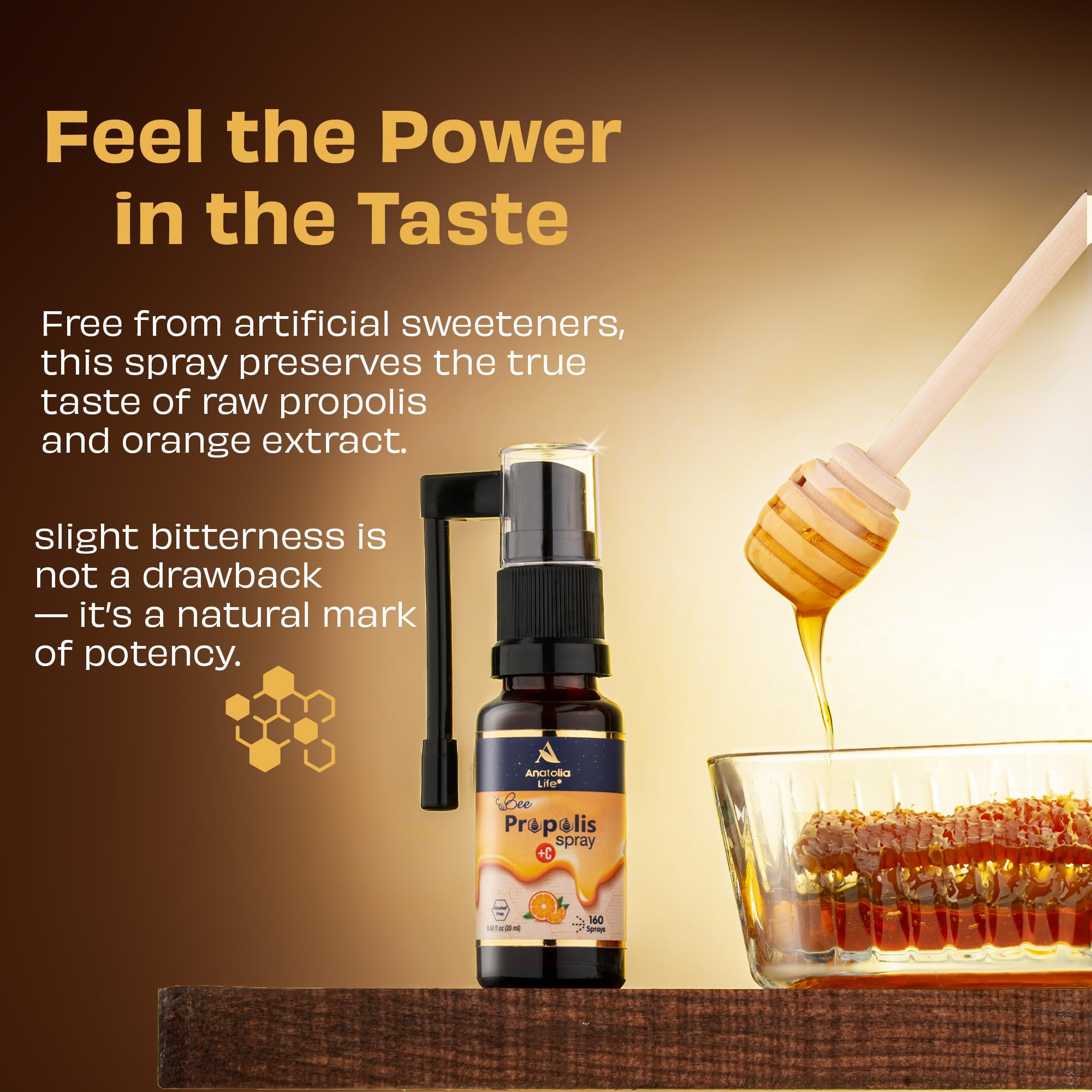 Anatolia Life Bee Propolis Spray + Vitamin C – Alcohol-Free, Natural Orange Flavor, 100% Pure Bee Propolis Extract, Antioxidant Support, Gentle Throat Comfort – 20 ml (~160 Sprays) Anatolia Life uk supplements